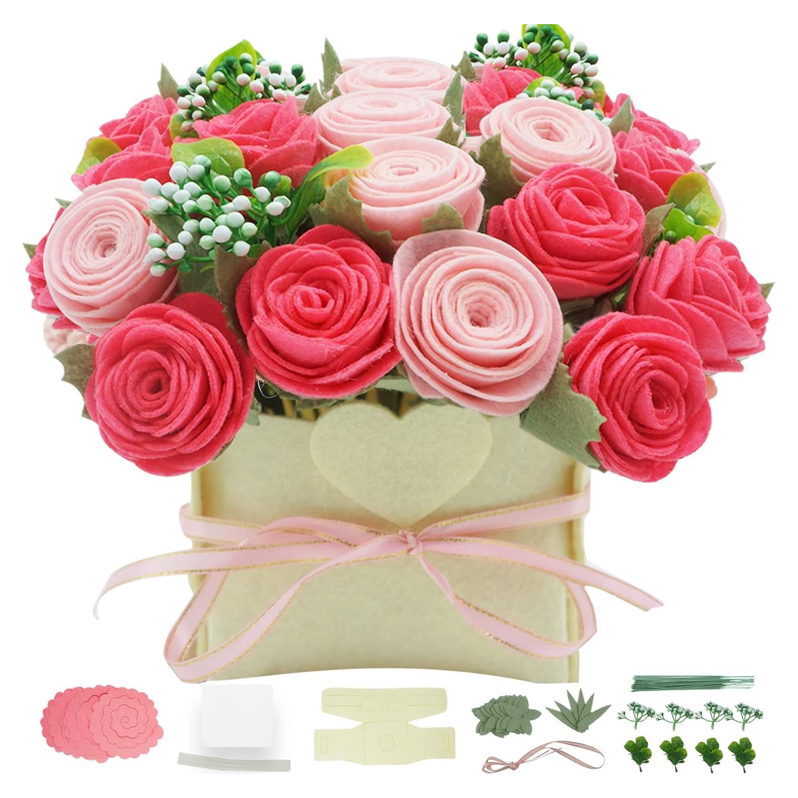 Kit de Flores de Fieltro BAZIMA ALICE - Ramo de Rosas DIY