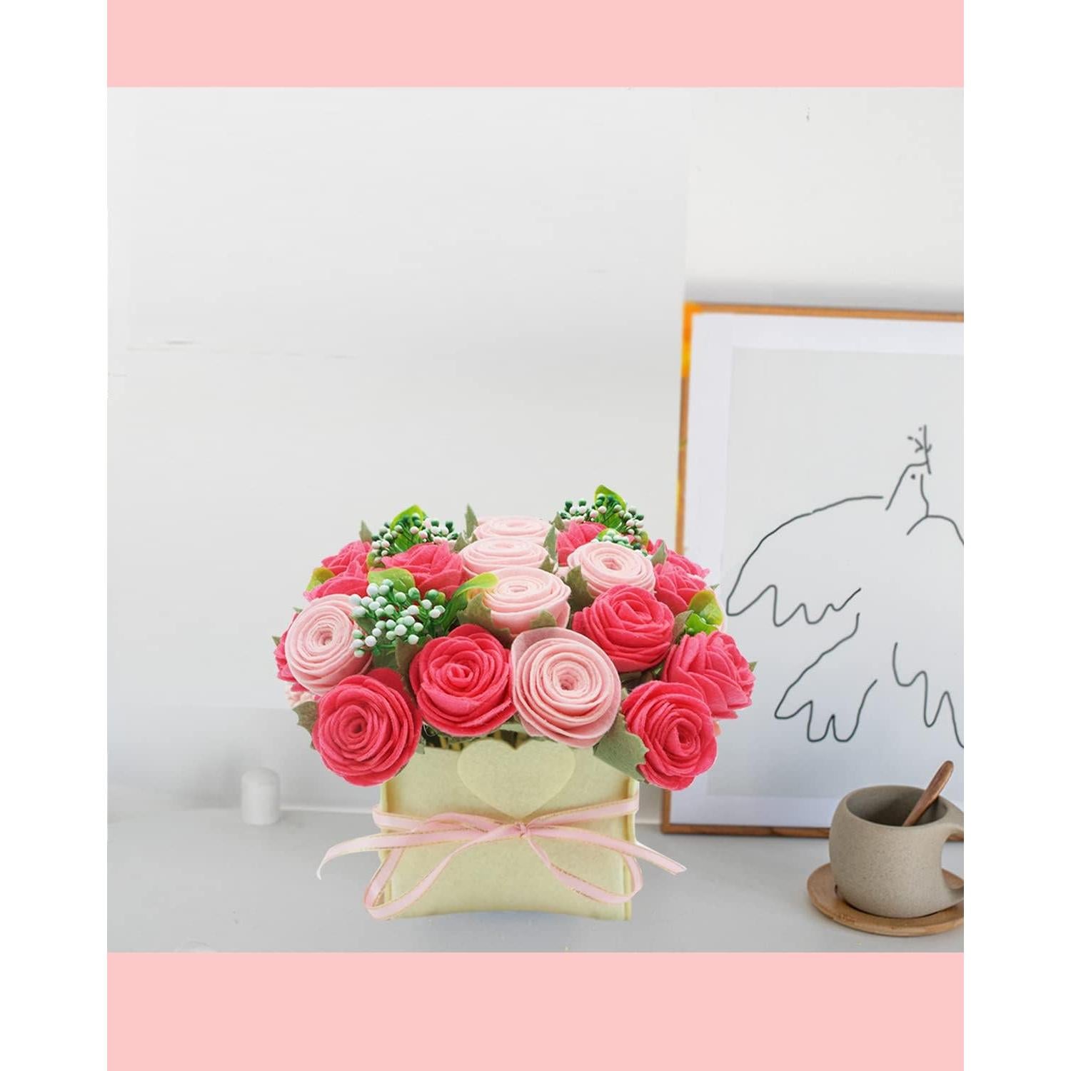 Kit de Flores de Fieltro BAZIMA ALICE - Ramo de Rosas DIY