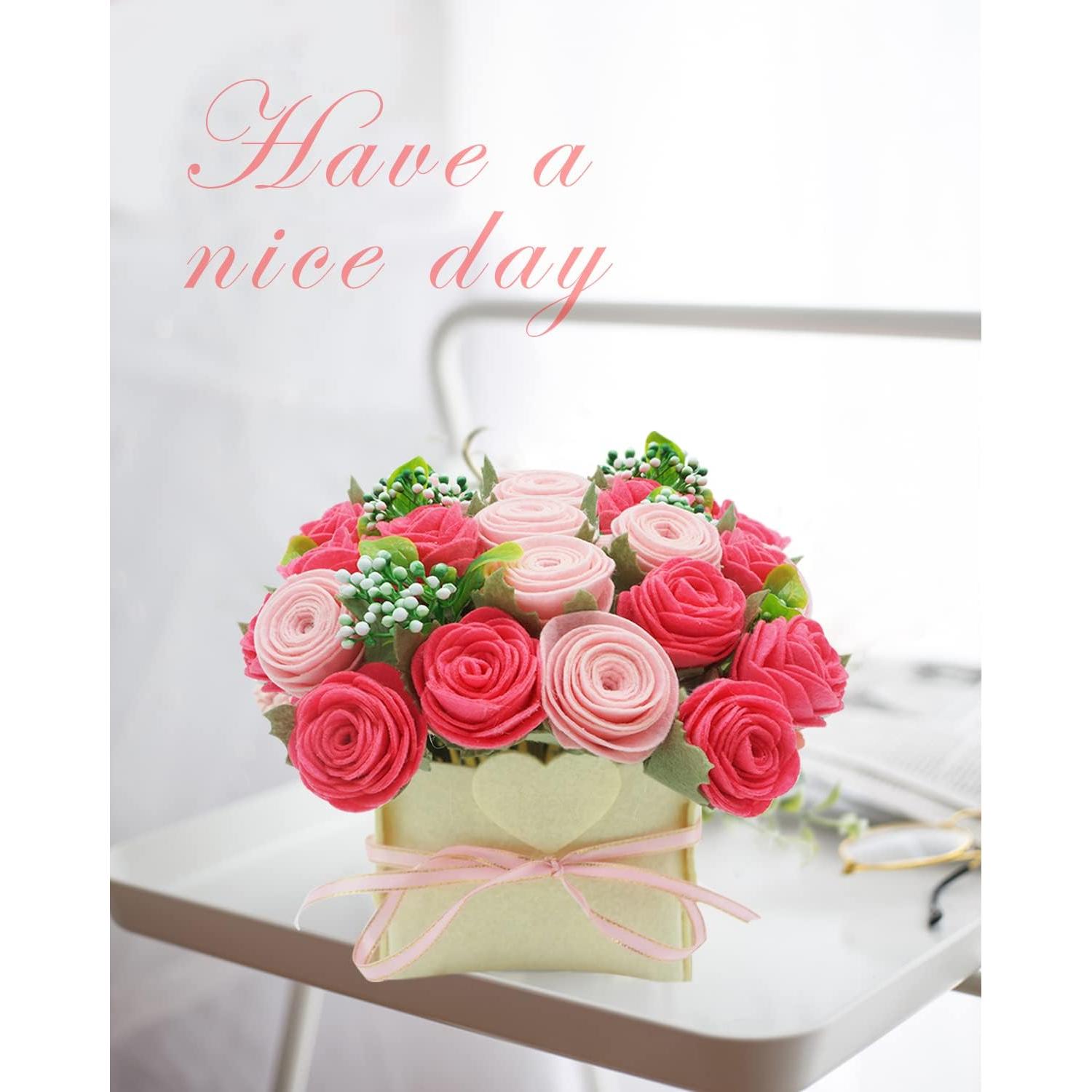 Kit de Flores de Fieltro BAZIMA ALICE - Ramo de Rosas DIY