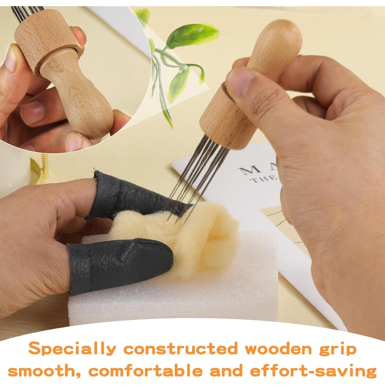 Herramienta de Aguja de Fieltro Mayboos con 8 Agujas y Mango de Madera