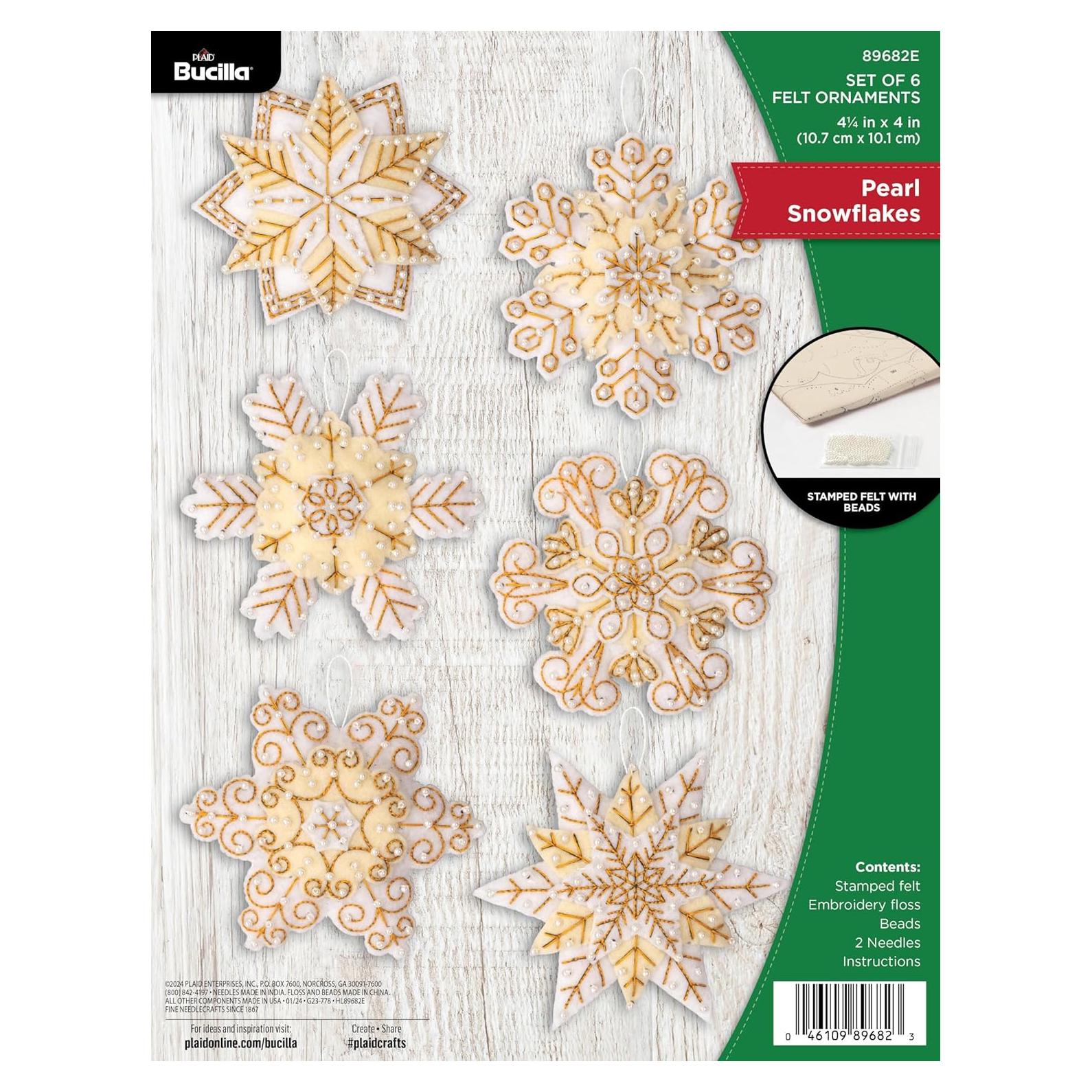 Kit de Adornos de Fieltro Bucilla Copos de Nieve 6 Piezas