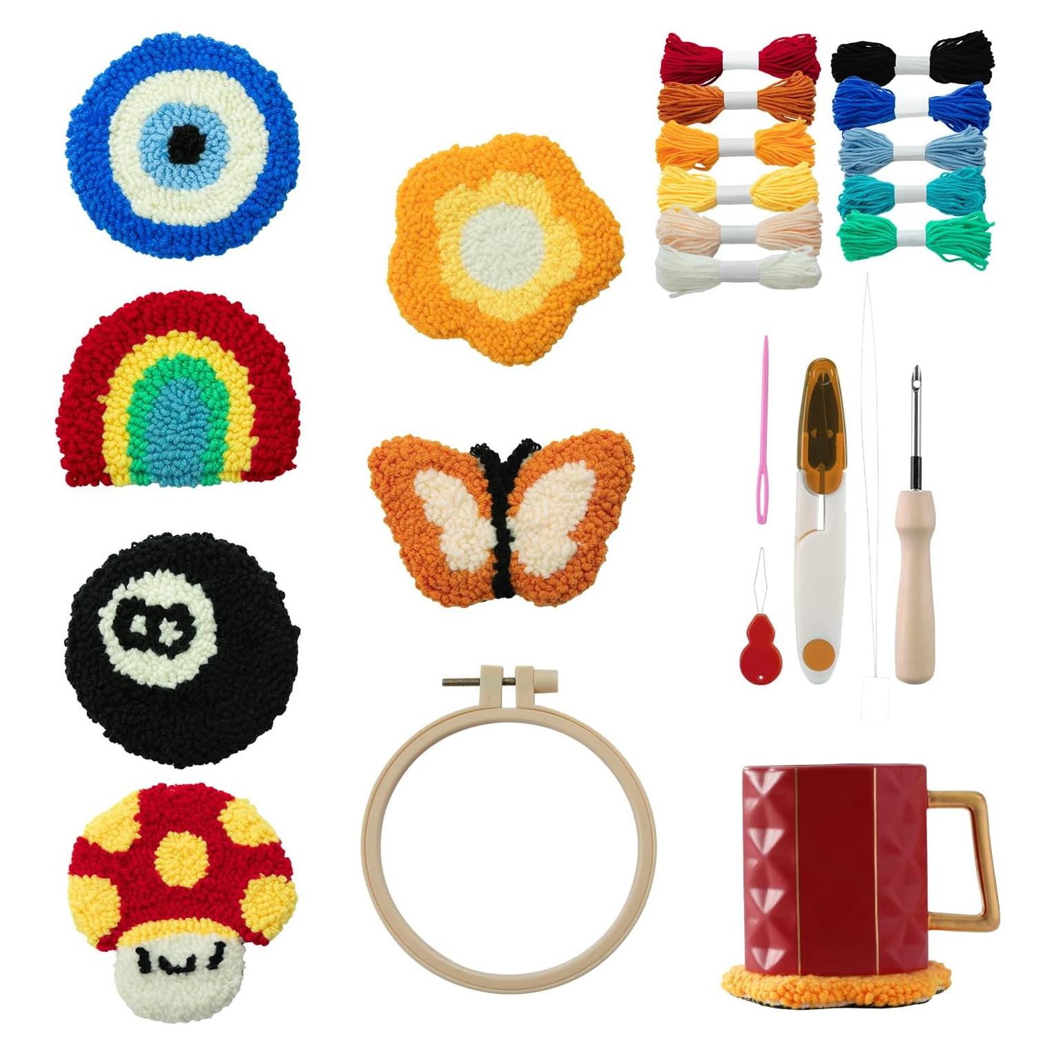 Kit de Punch Needle Anidaroel para Adultos - 6 Patrones de Posavasos