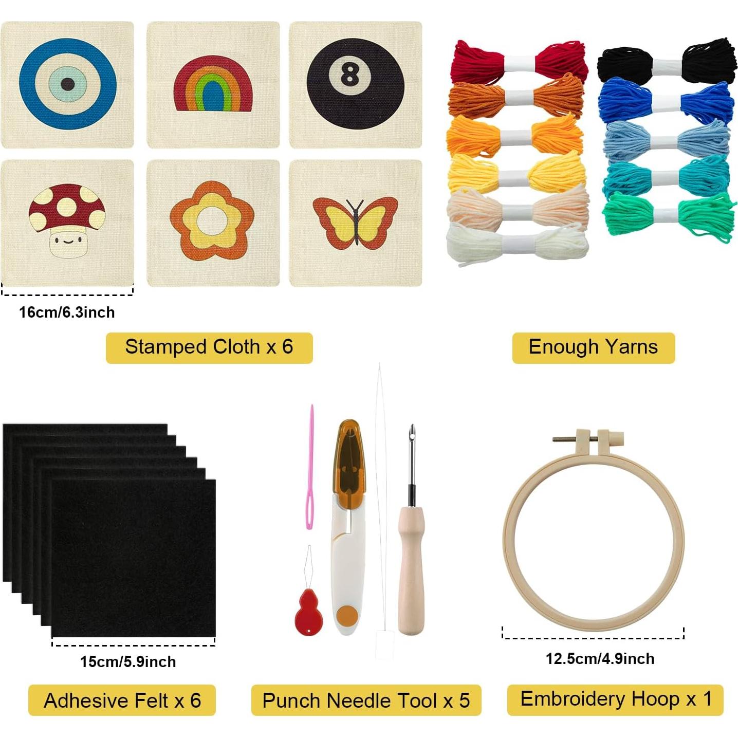 Kit de Punch Needle Anidaroel para Adultos - 6 Patrones de Posavasos