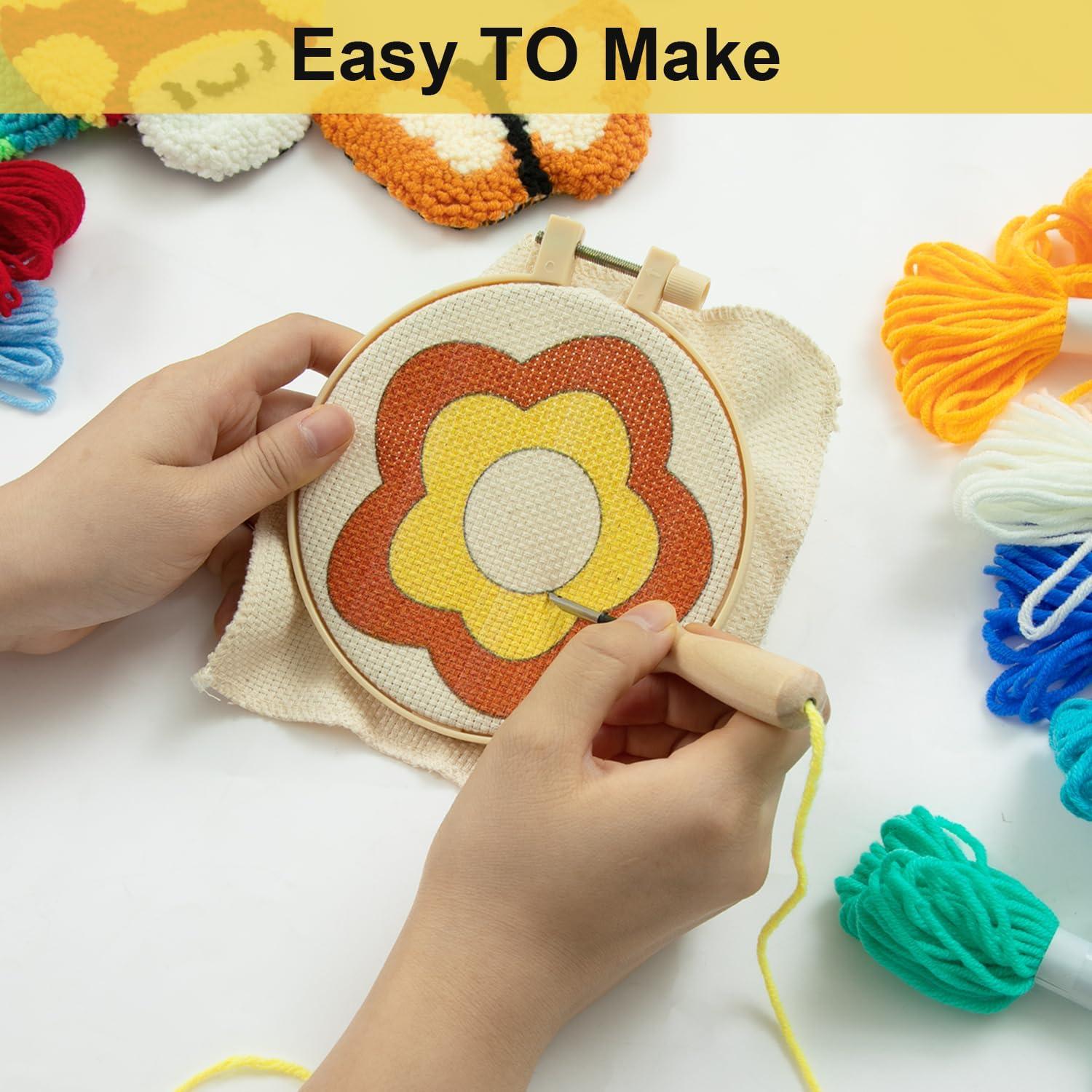 Kit de Punch Needle Anidaroel para Adultos - 6 Patrones de Posavasos