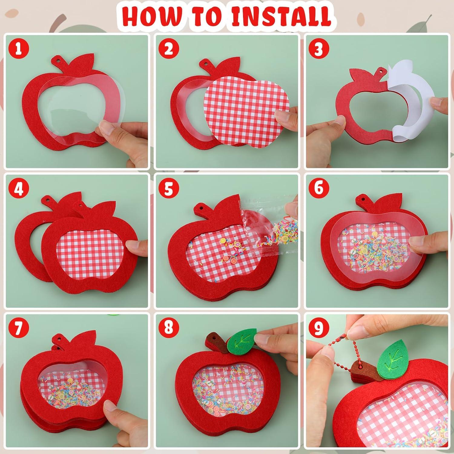 Kit de Manualidades Liliaafar 12 Piezas Llavero Manzana Rojo