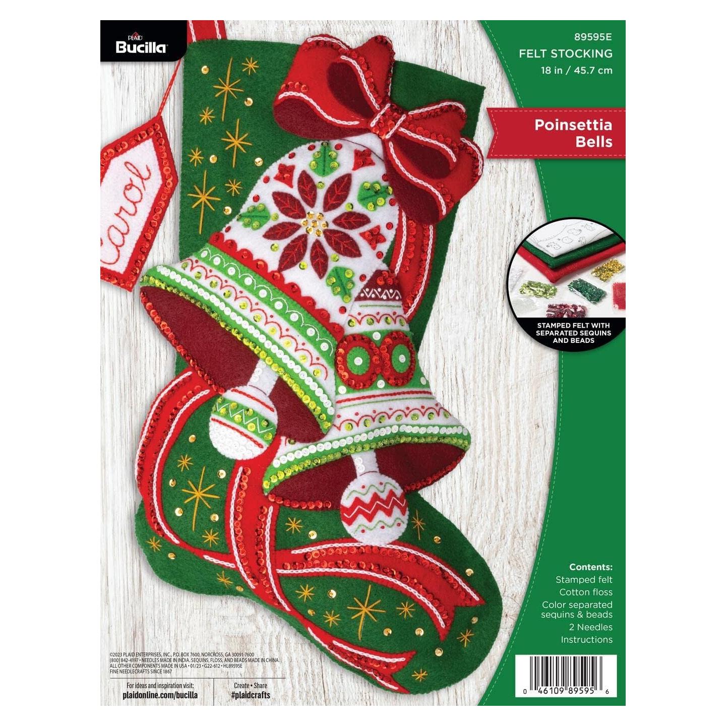 Kit de Calcetín de Fieltro Bucilla 18" Campanas de Nochebuena