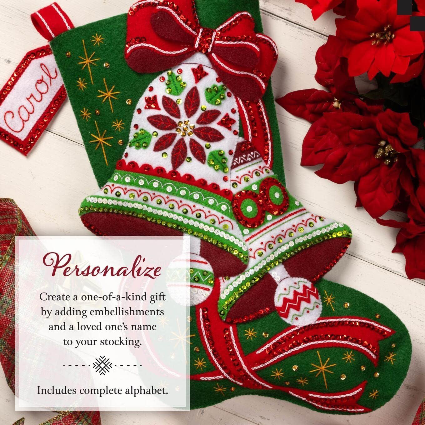 Kit de Calcetín de Fieltro Bucilla 18" Campanas de Nochebuena