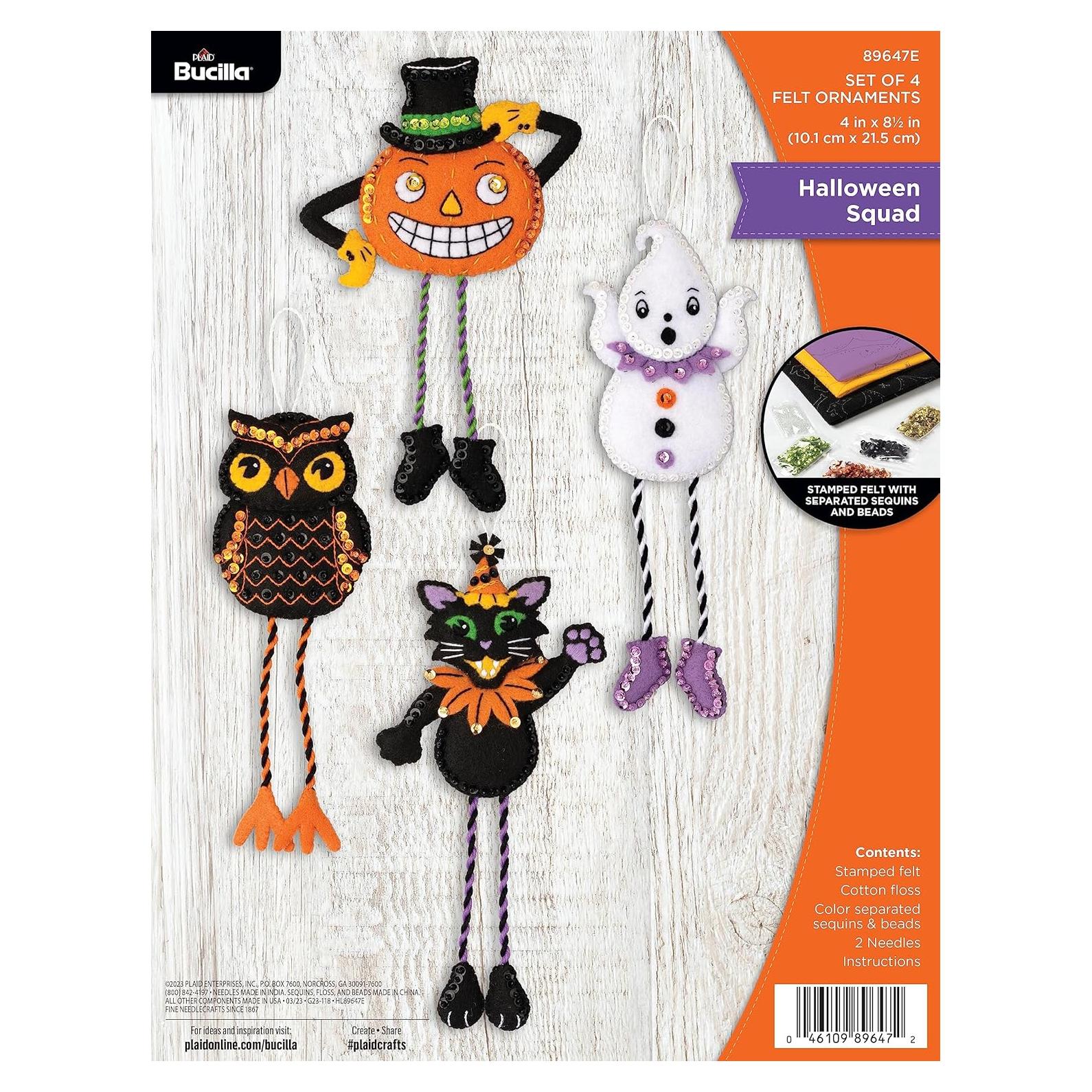 Kit de Adornos de Fieltro Bucilla Escuadrón de Halloween 4 Piezas