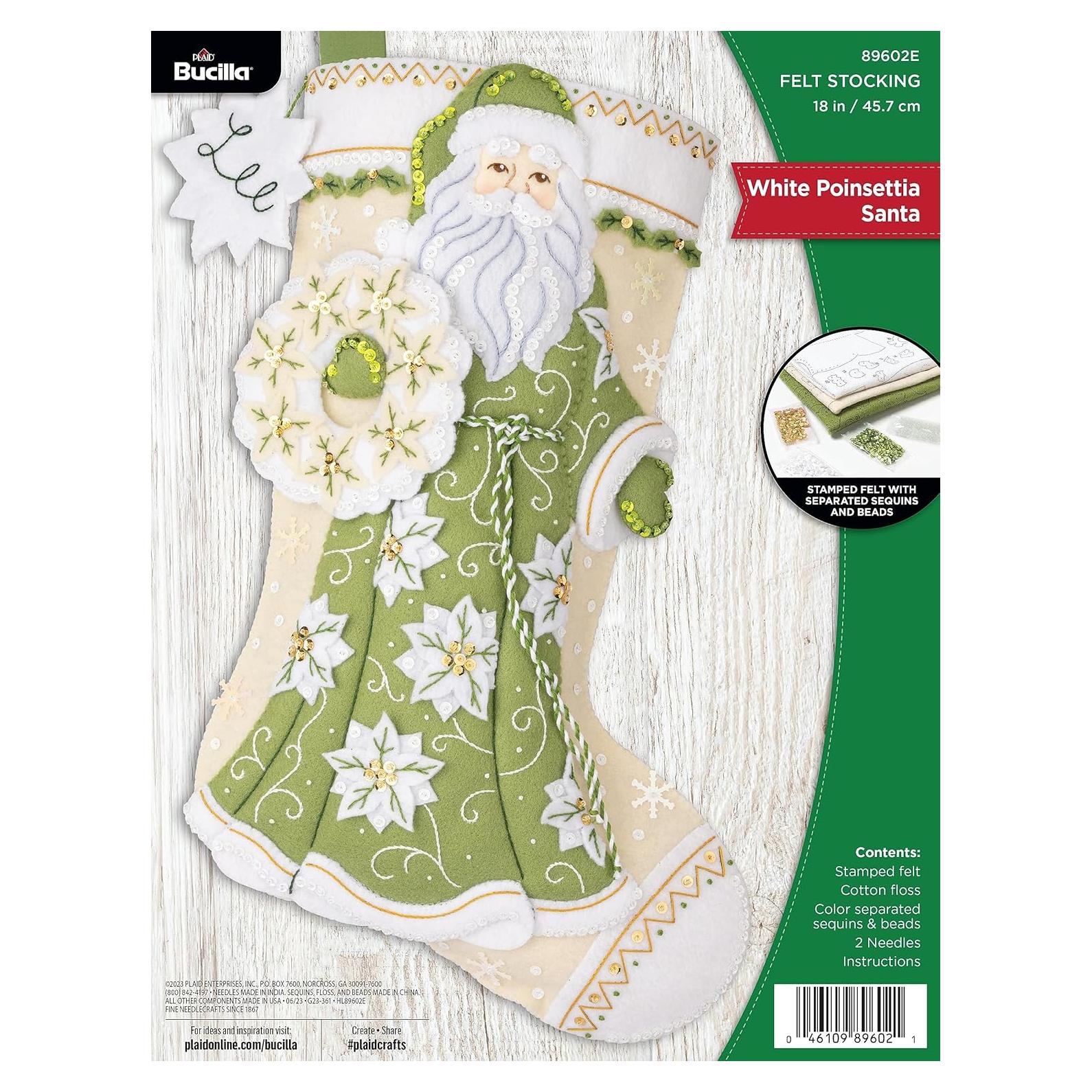 Kit de Calcetín de Fieltro Bucilla Santa Poinsettia 45.72 cm