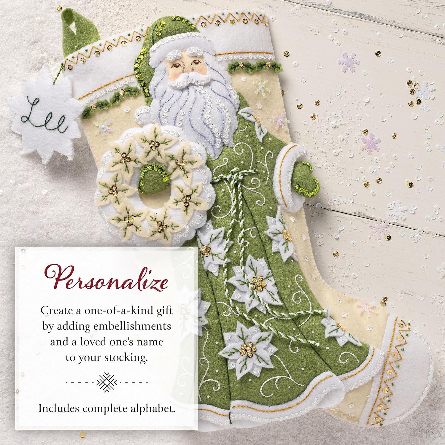 Kit de Calcetín de Fieltro Bucilla Santa Poinsettia 45.72 cm