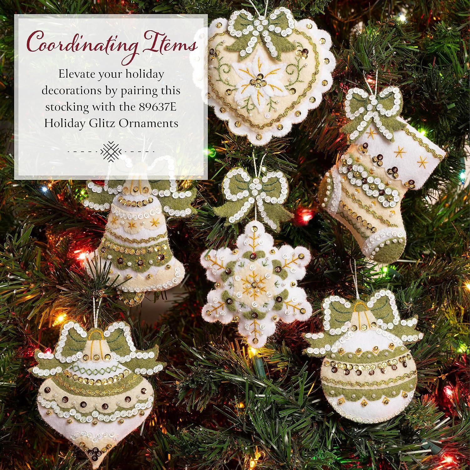 Kit de Calcetín de Fieltro Bucilla Santa Poinsettia 45.72 cm