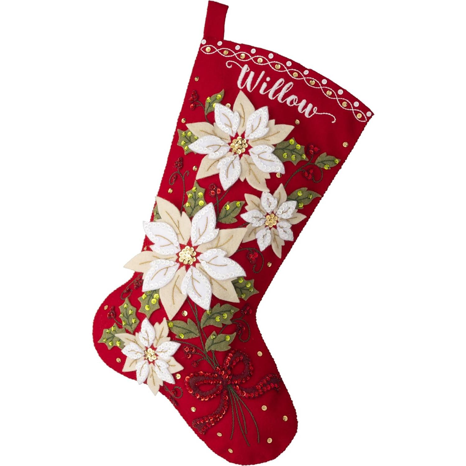 Kit de Calcetines de Fieltro Bucilla Poinsettias 18" (45.72 cm)