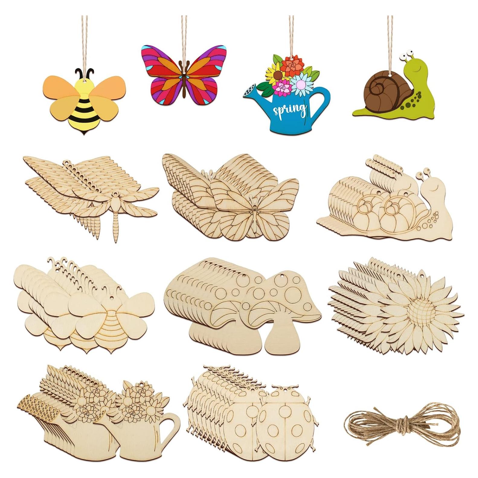 80 Piezas Adornos de Madera para Pintar Sophena - Primavera