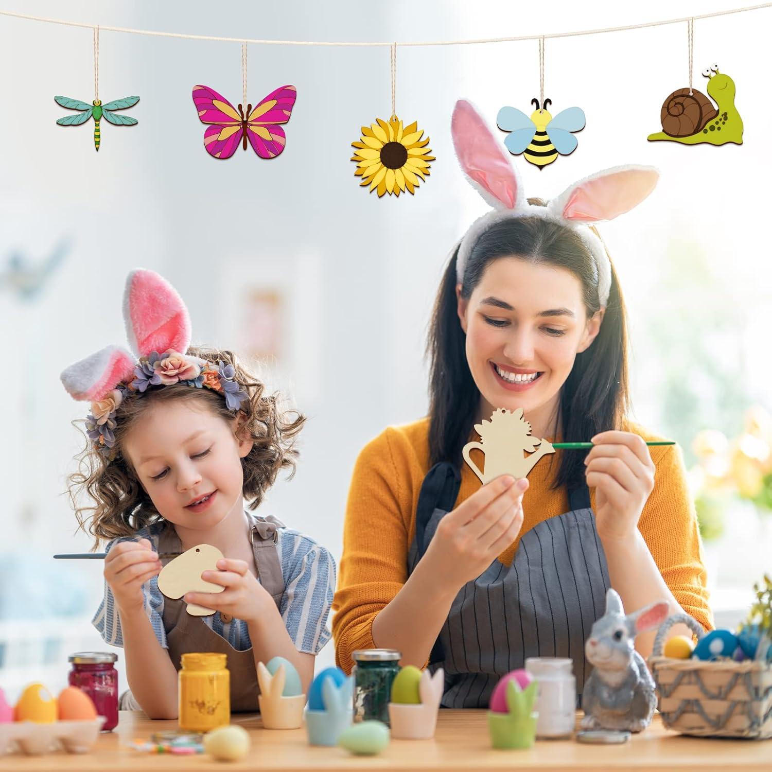 80 Piezas Adornos de Madera para Pintar Sophena - Primavera
