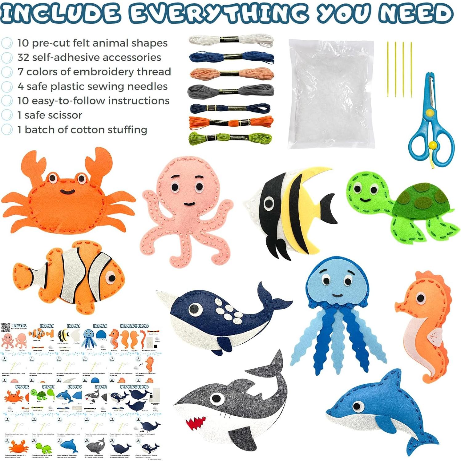 Kit de Costura Vlokup Animales Marinos para Niños 7-12 Años