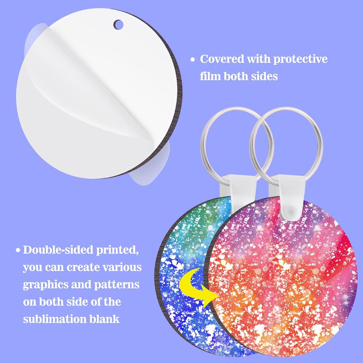 Duufin 120 Piezas Llaveros Redondos Sublimación 5cm MDF
