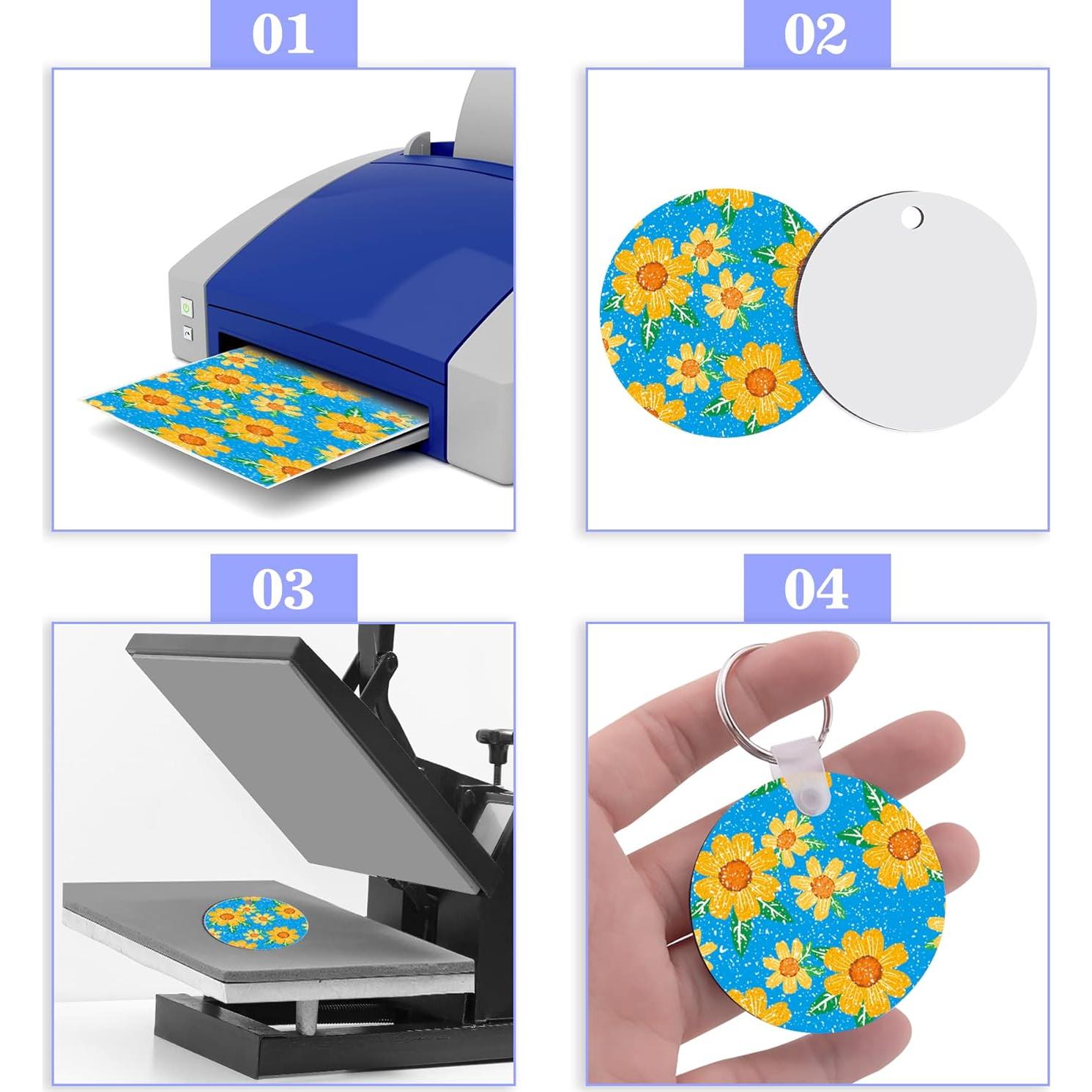 Duufin 120 Piezas Llaveros Redondos Sublimación 5cm MDF