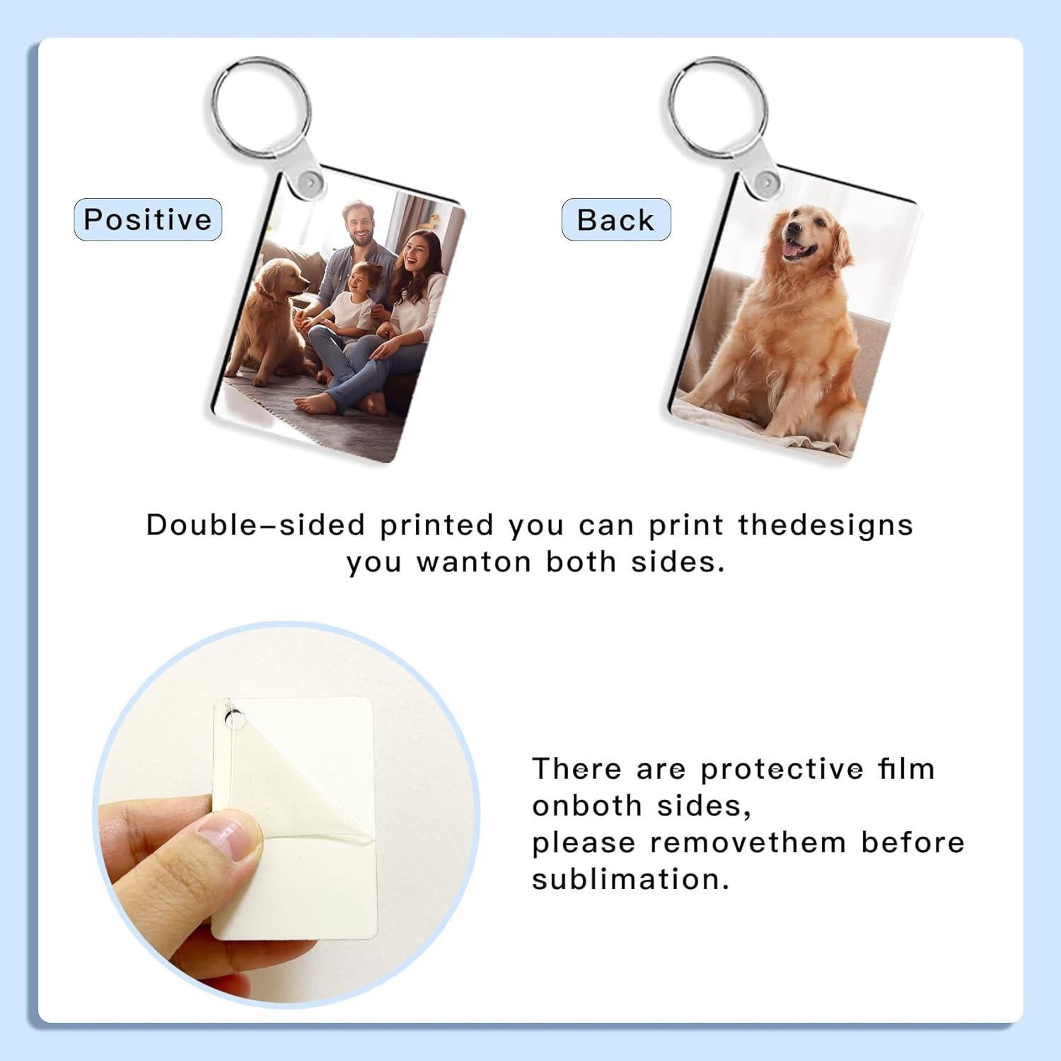 Allruyee 150 Piezas Plantillas Llavero Sublimación MDF 6x4cm