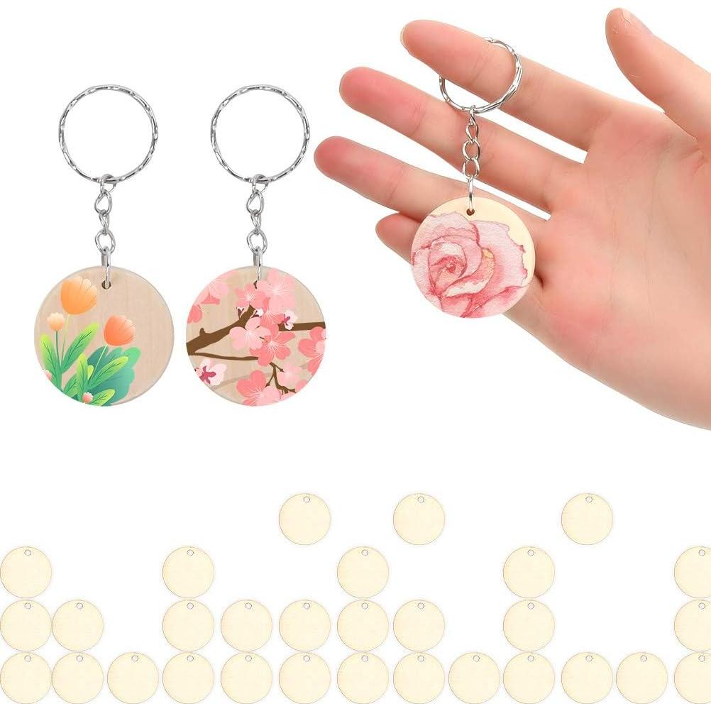 Juego de llaveros de madera BUYGOO 100 piezas 3.5 cm