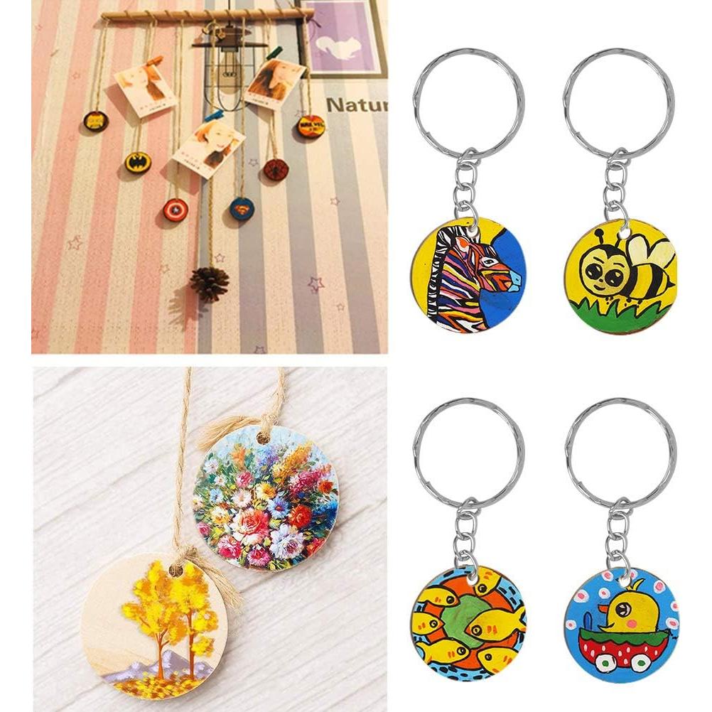 Juego de llaveros de madera BUYGOO 100 piezas 3.5 cm