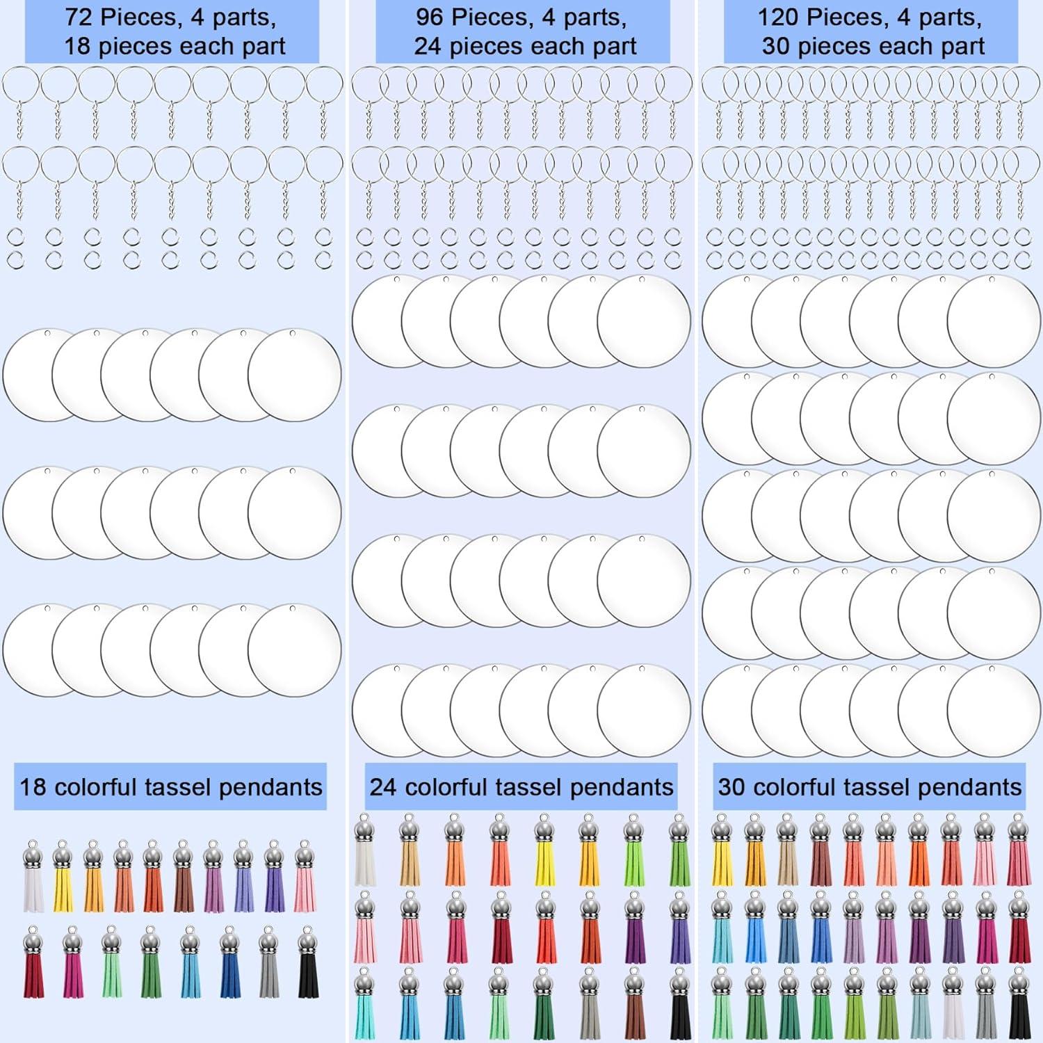 Juego de Llaveros Acrílicos Duufin 72 Piezas 7.62 cm DIY