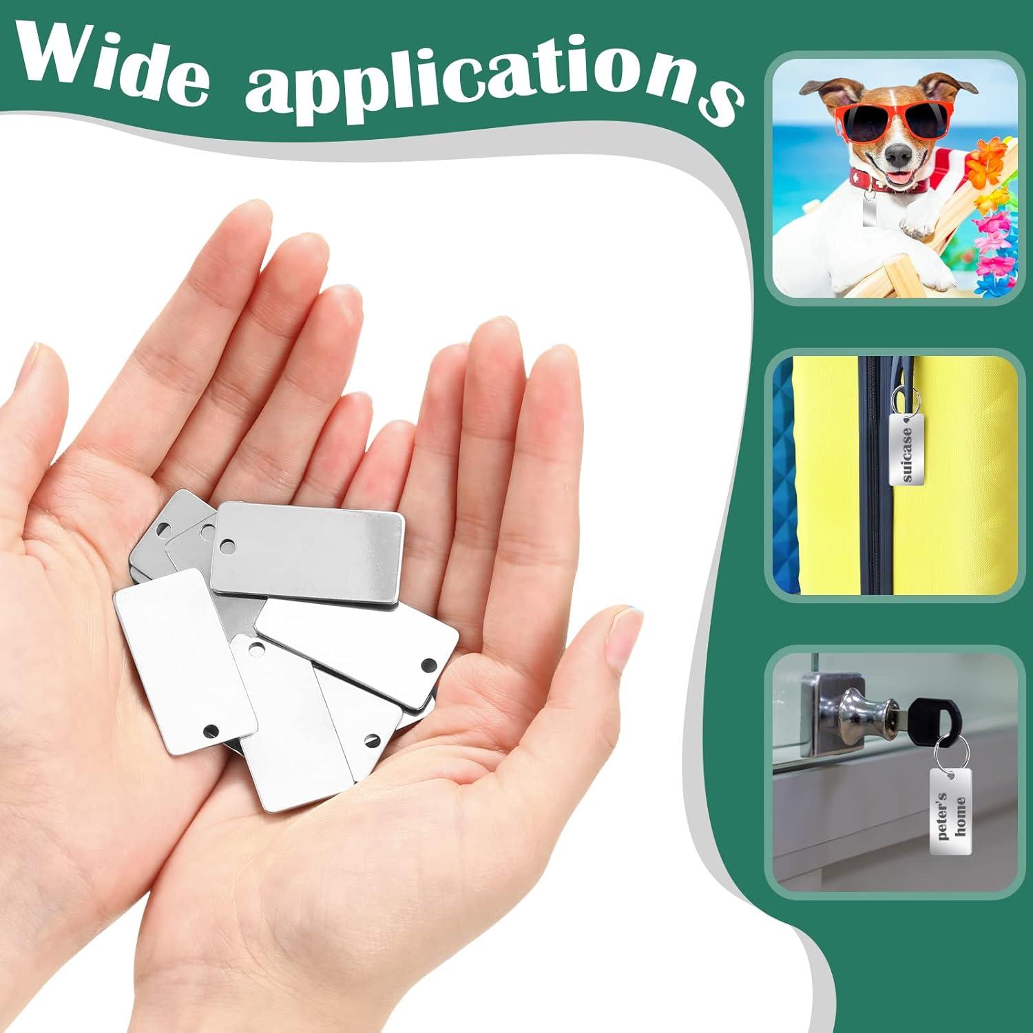 50 Etiquetas de Acero Inoxidable Grabadas 4x2 cm Yinkin