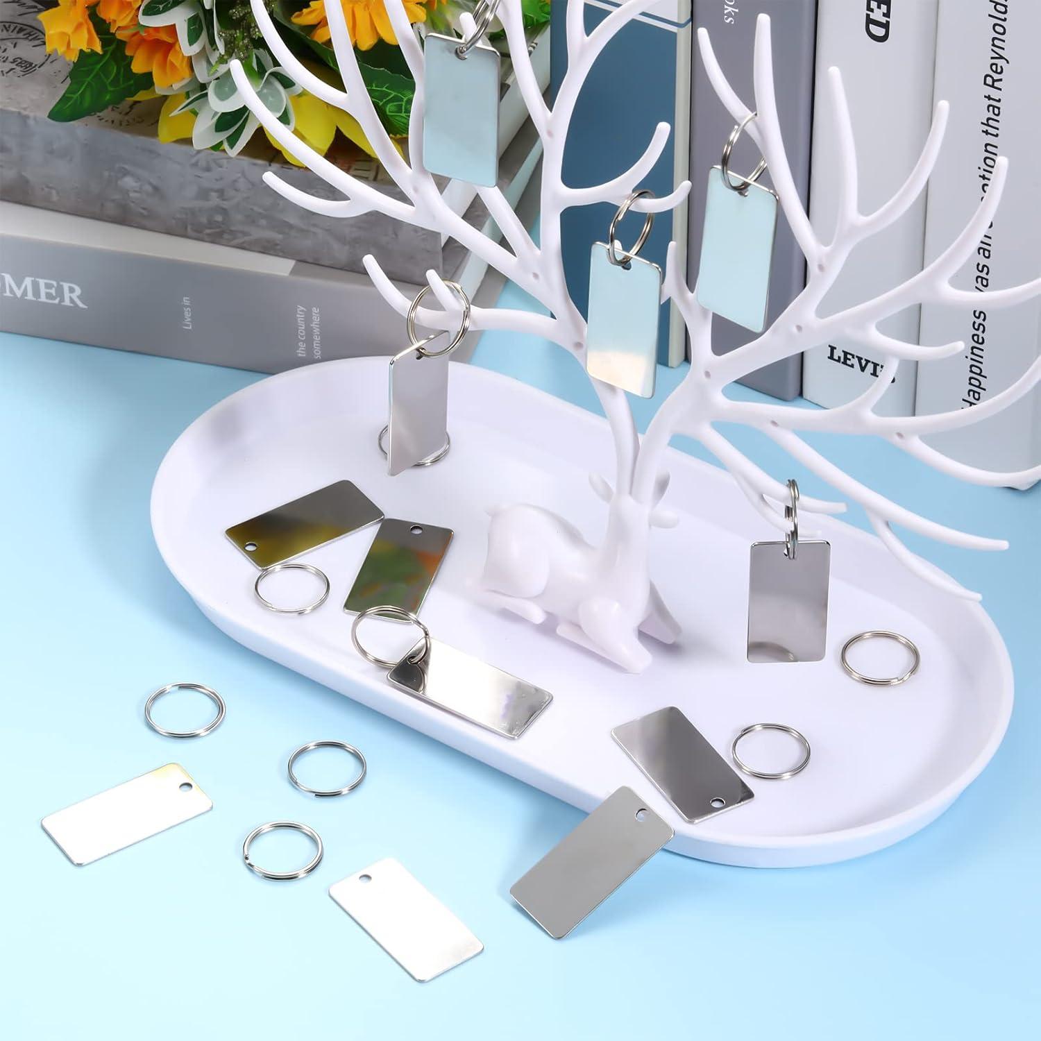 50 Etiquetas de Acero Inoxidable Grabadas 4x2 cm Yinkin