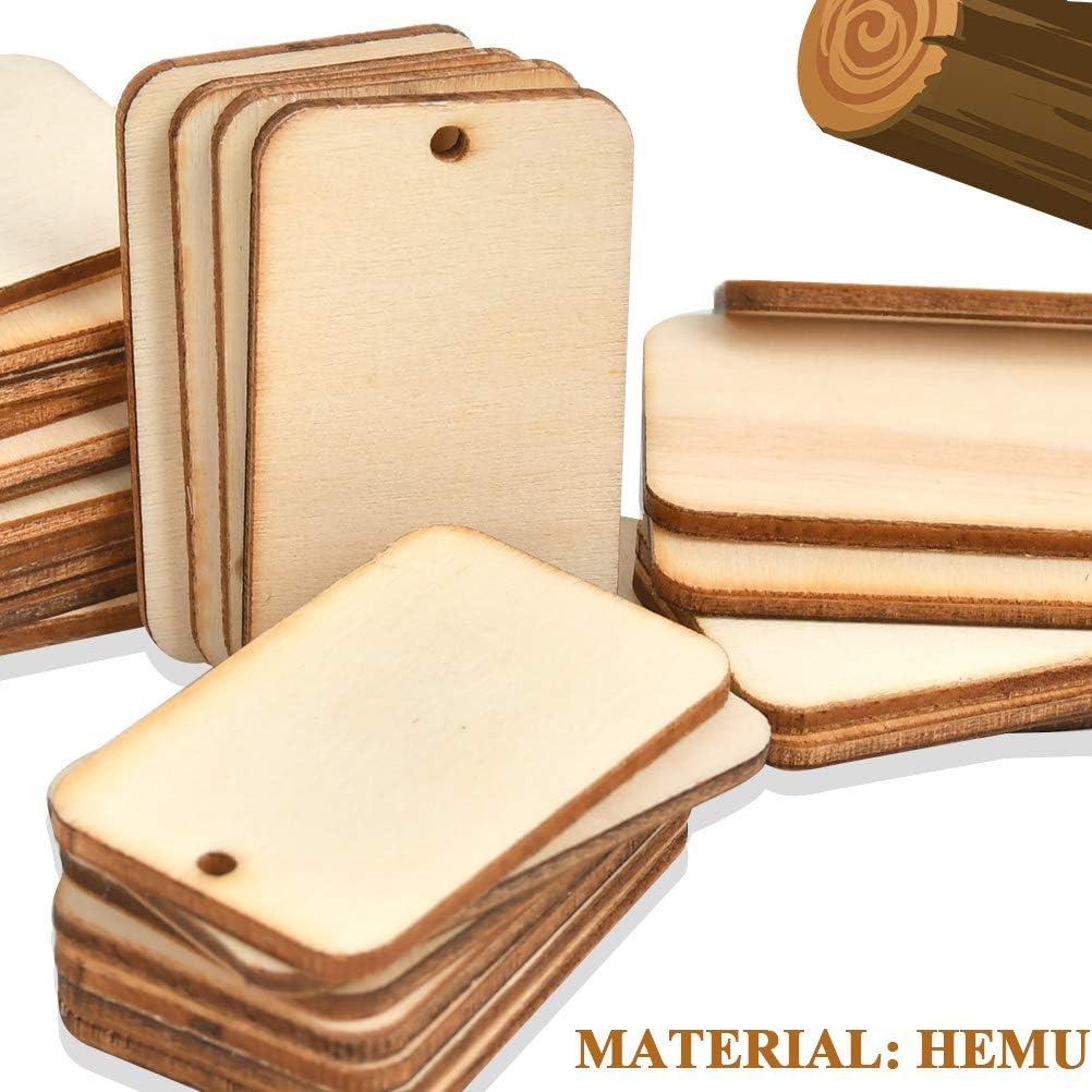 BUYGO Kit de Llaveros de Madera 162 Piezas - 80 Etiquetas Rectangulares