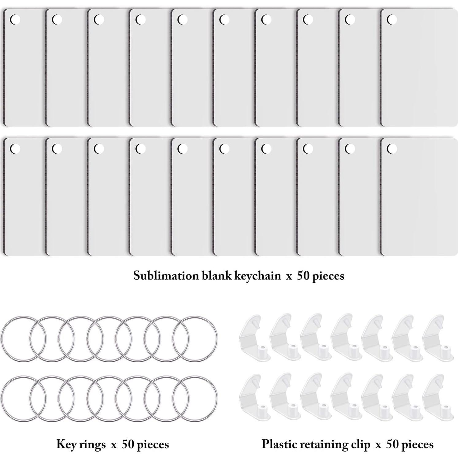 Duufin 150 Piezas Llaveros Rectangulares para Sublimación MDF