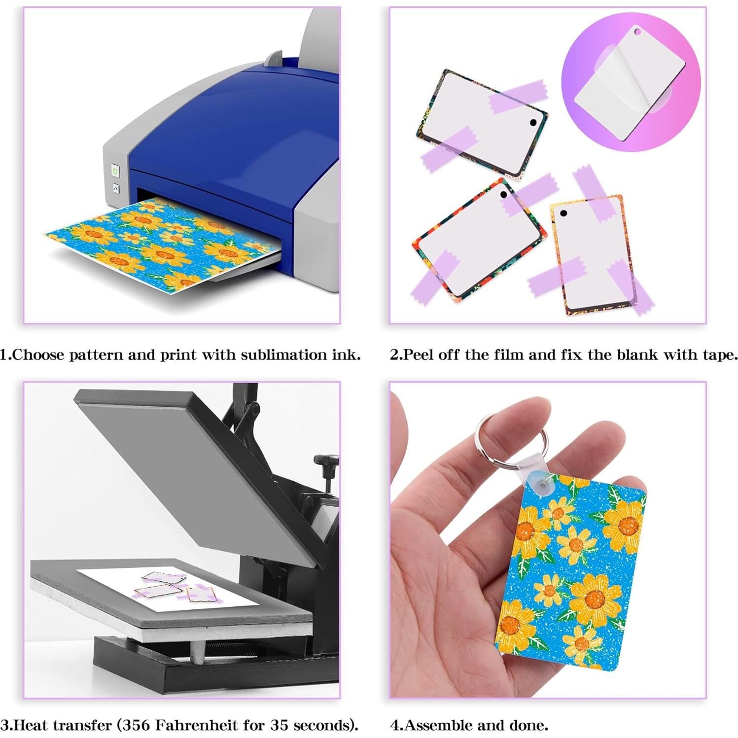 Duufin 150 Piezas Llaveros Rectangulares para Sublimación MDF