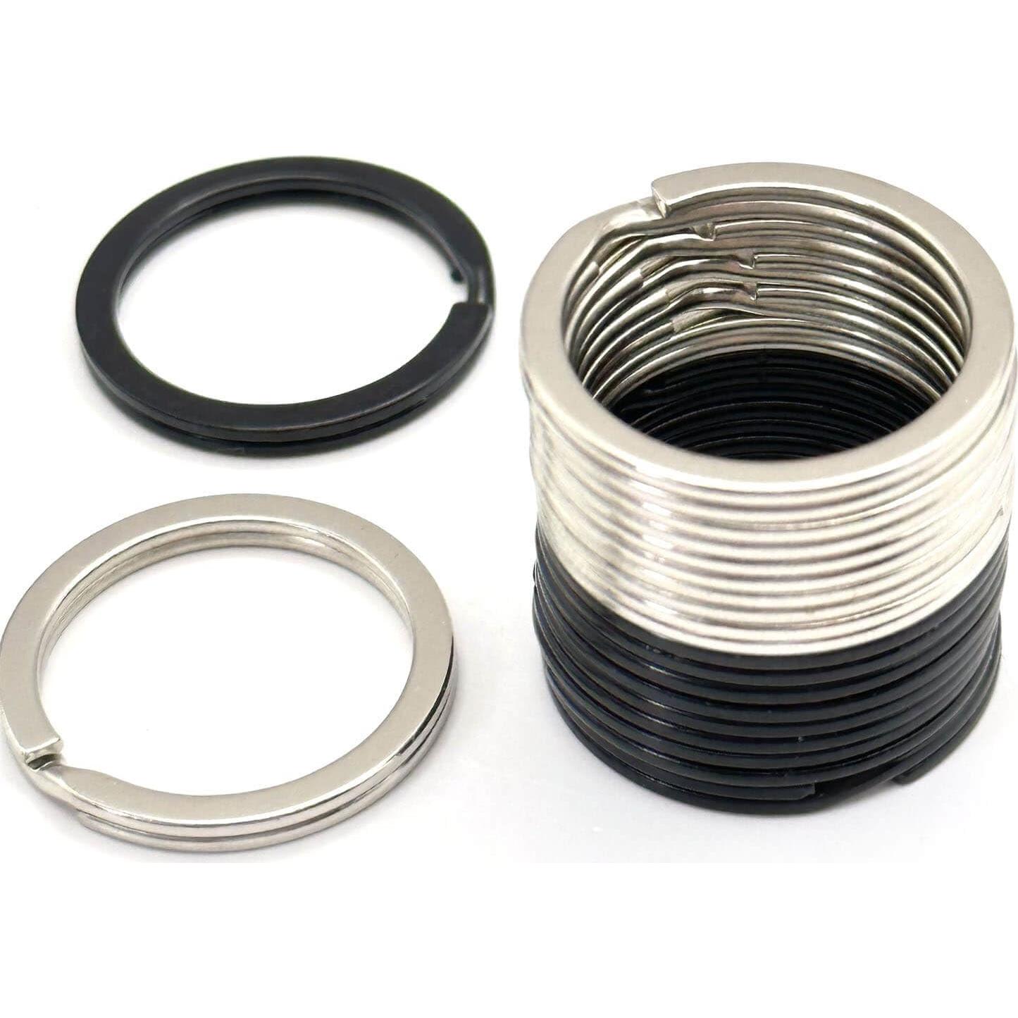 12 Anillos de Llave de Metal 25 mm - 6 Plateados y 6 Negros