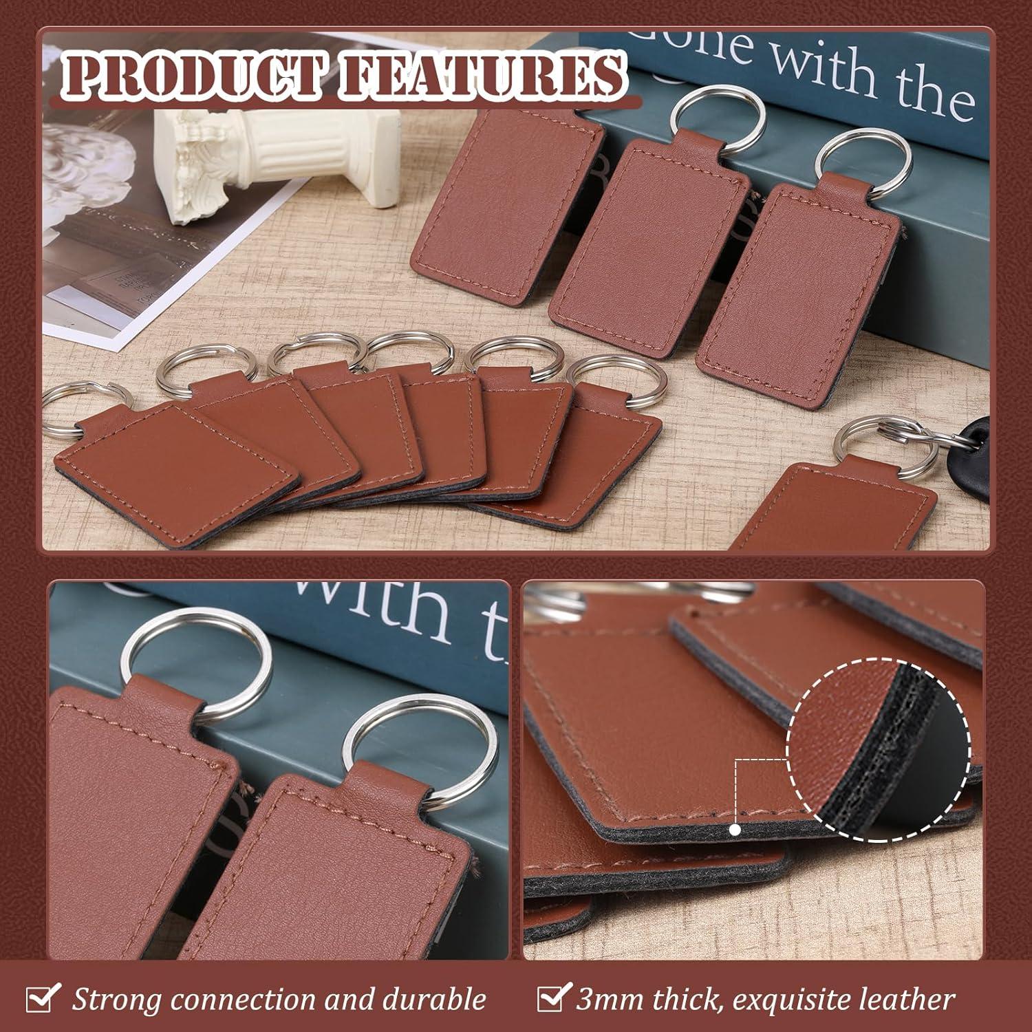 Kit de 10 llaveros de cuero PU Tikjiua rectangulares DIY