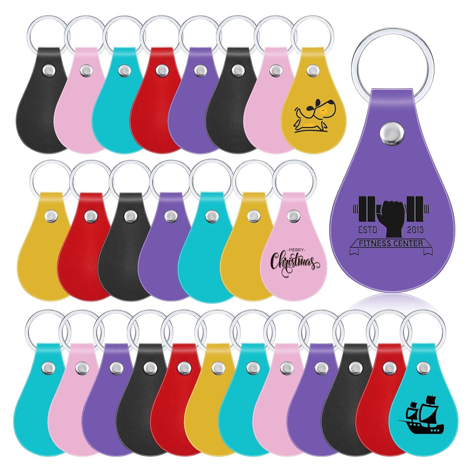 Kit de Llavero de Cuero PU Taiyin 30 Pcs 6 Colores DIY