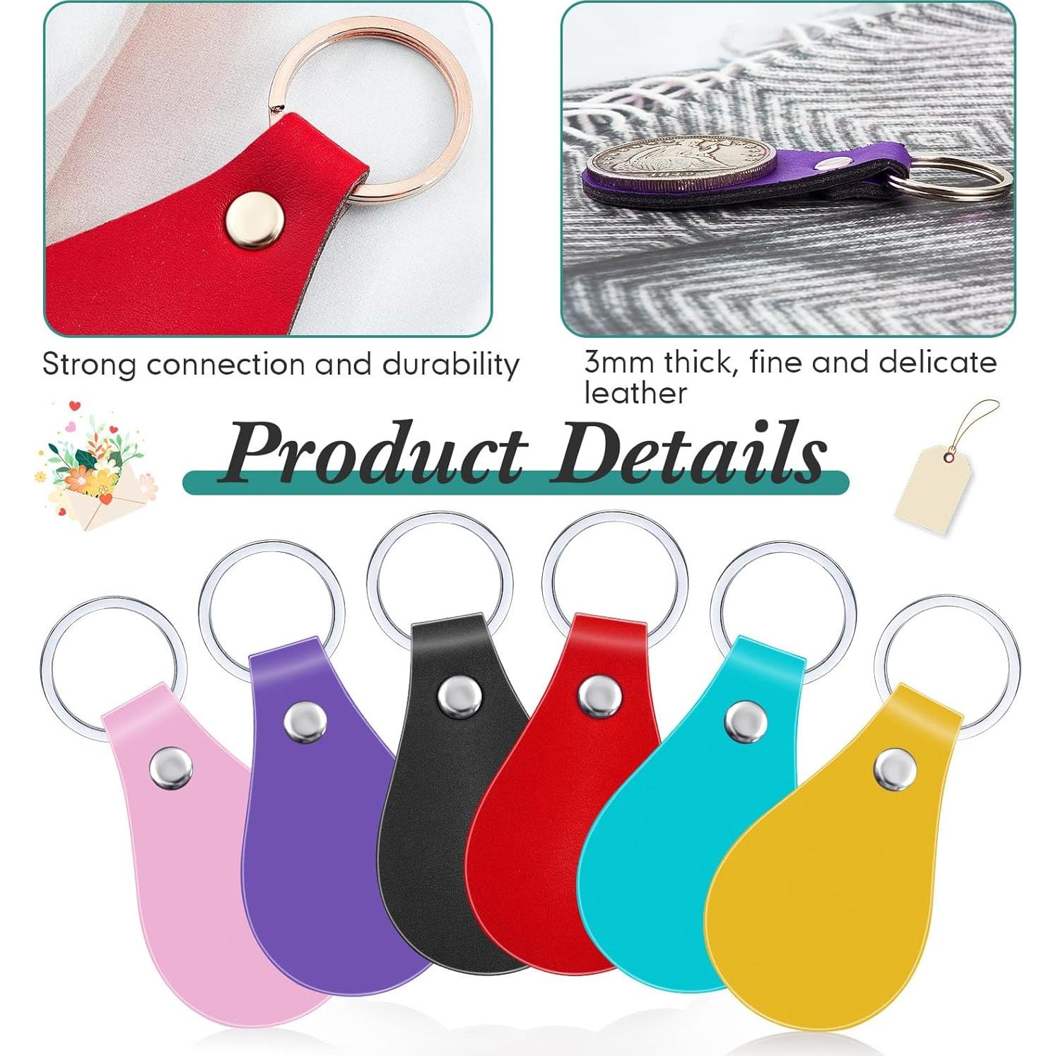 Kit de Llavero de Cuero PU Taiyin 30 Pcs 6 Colores DIY