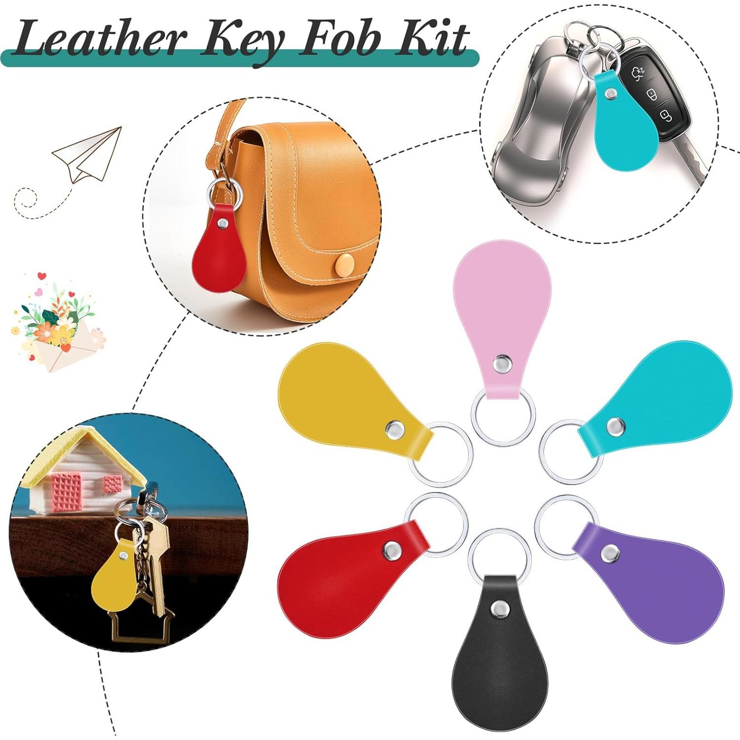 Kit de Llavero de Cuero PU Taiyin 30 Pcs 6 Colores DIY