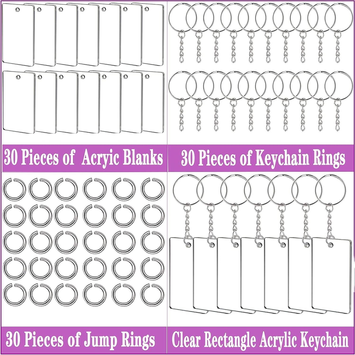 90 Llaveros Rectángulo Acrílico ArtCute 5x5 cm Transparentes