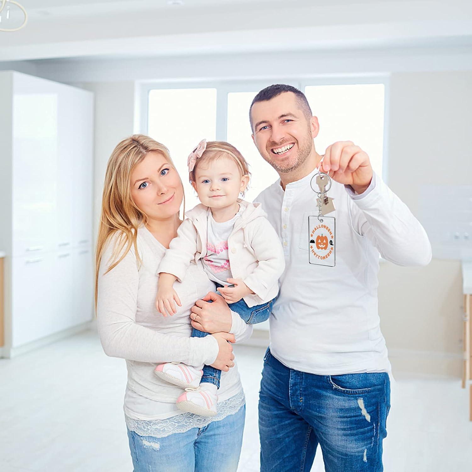 90 Llaveros Rectángulo Acrílico ArtCute 5x5 cm Transparentes