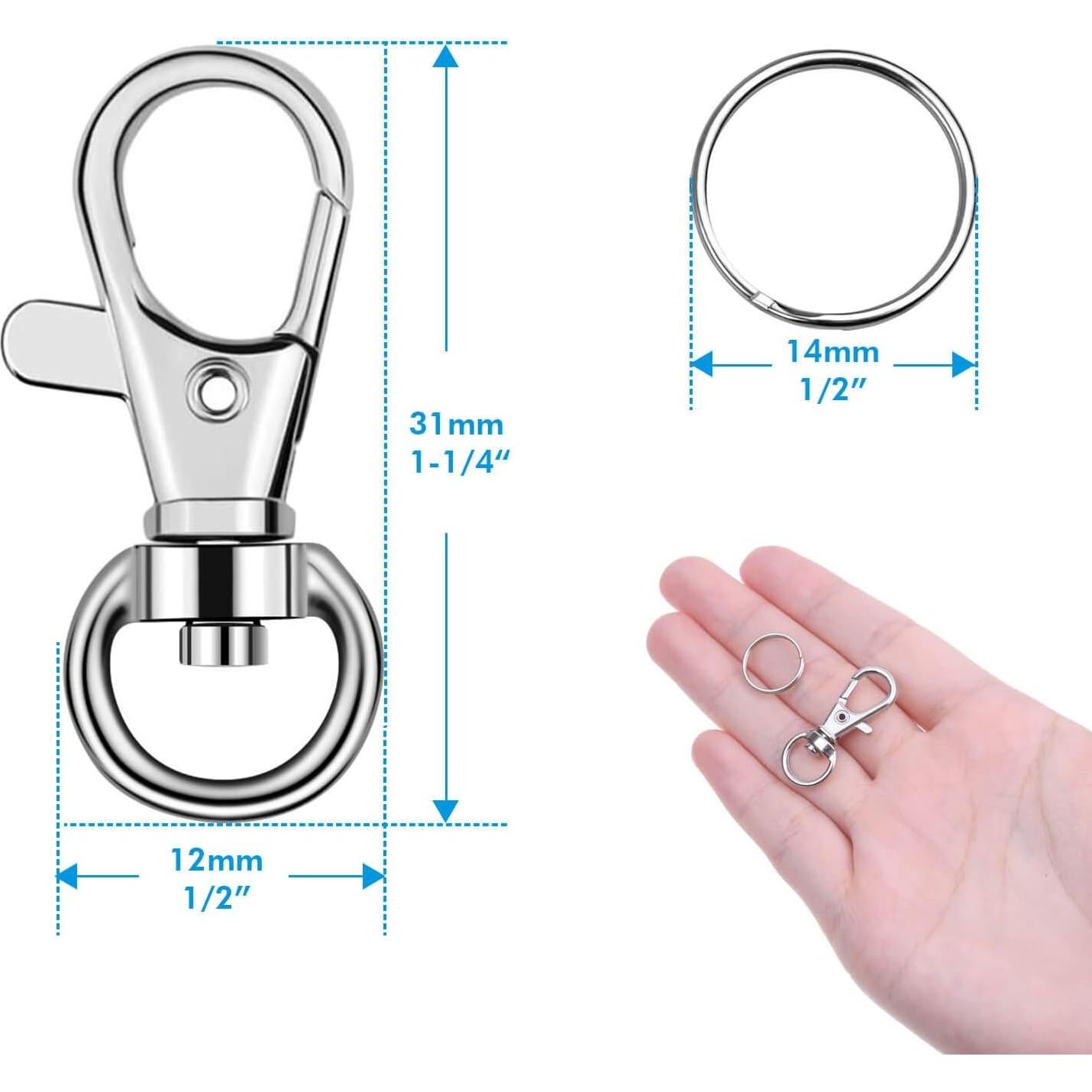 Ganchos giratorios para llaveros Anezus 100 piezas metal