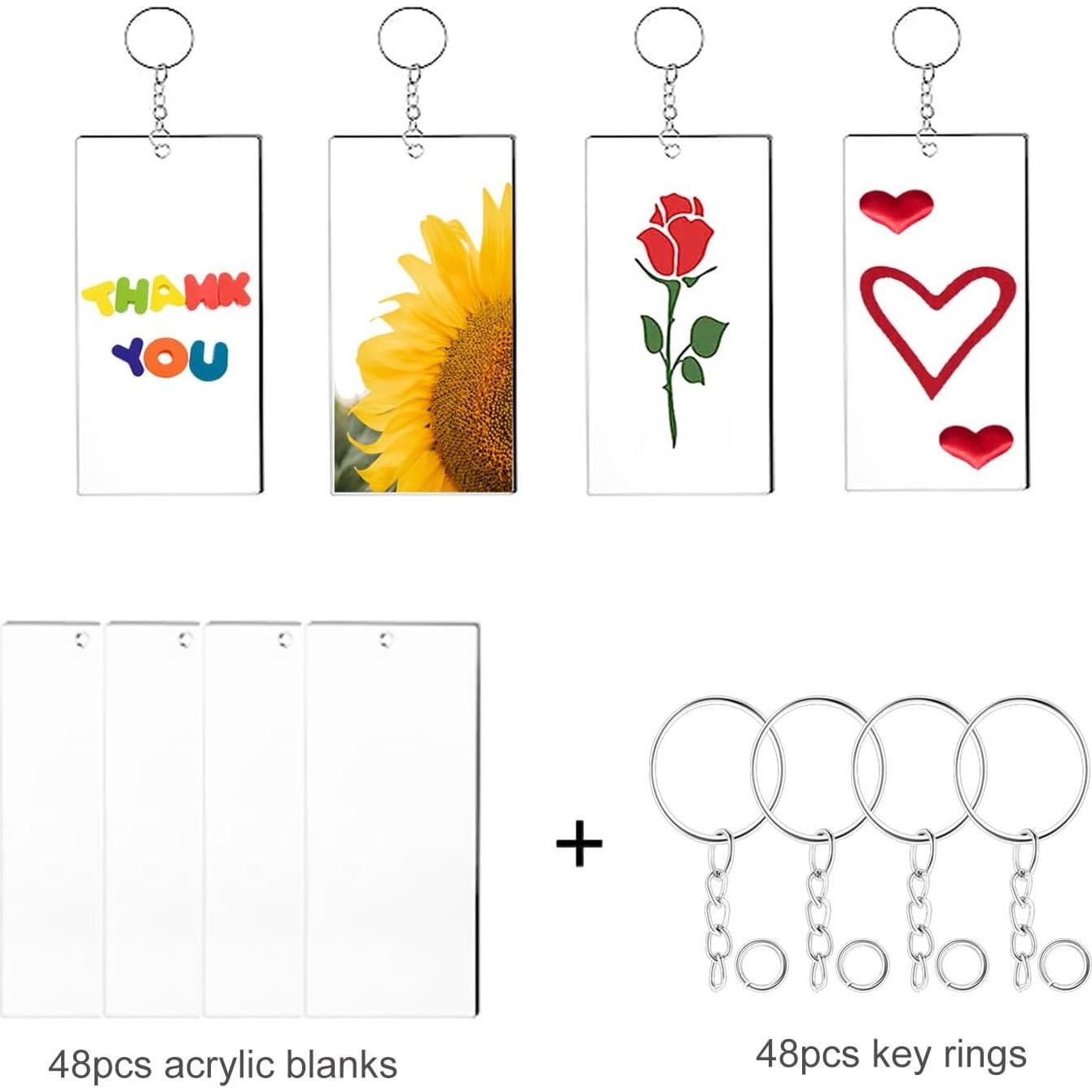 Juego de Llaveros Acrílicos PiuQiuPia 48 Piezas 3x7 cm