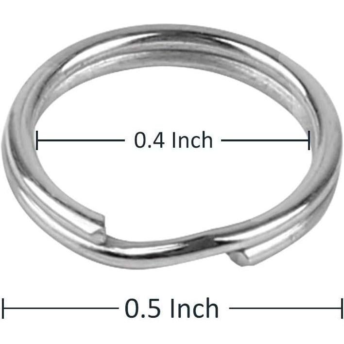 Pawfly 100 Anillos de Llave Divididos 1.27 cm Acero Inoxidable