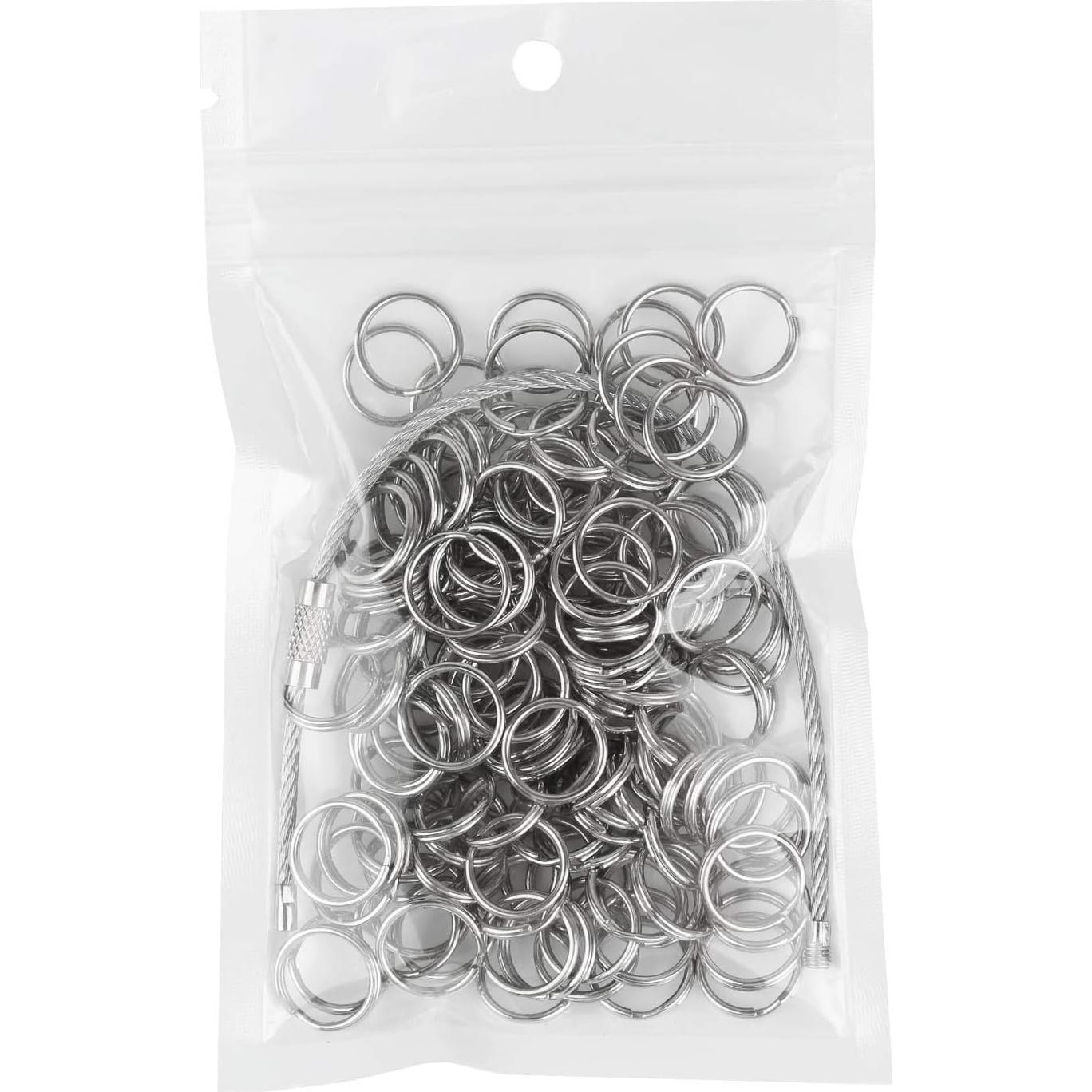 Pawfly 100 Anillos de Llave Divididos 1.27 cm Acero Inoxidable