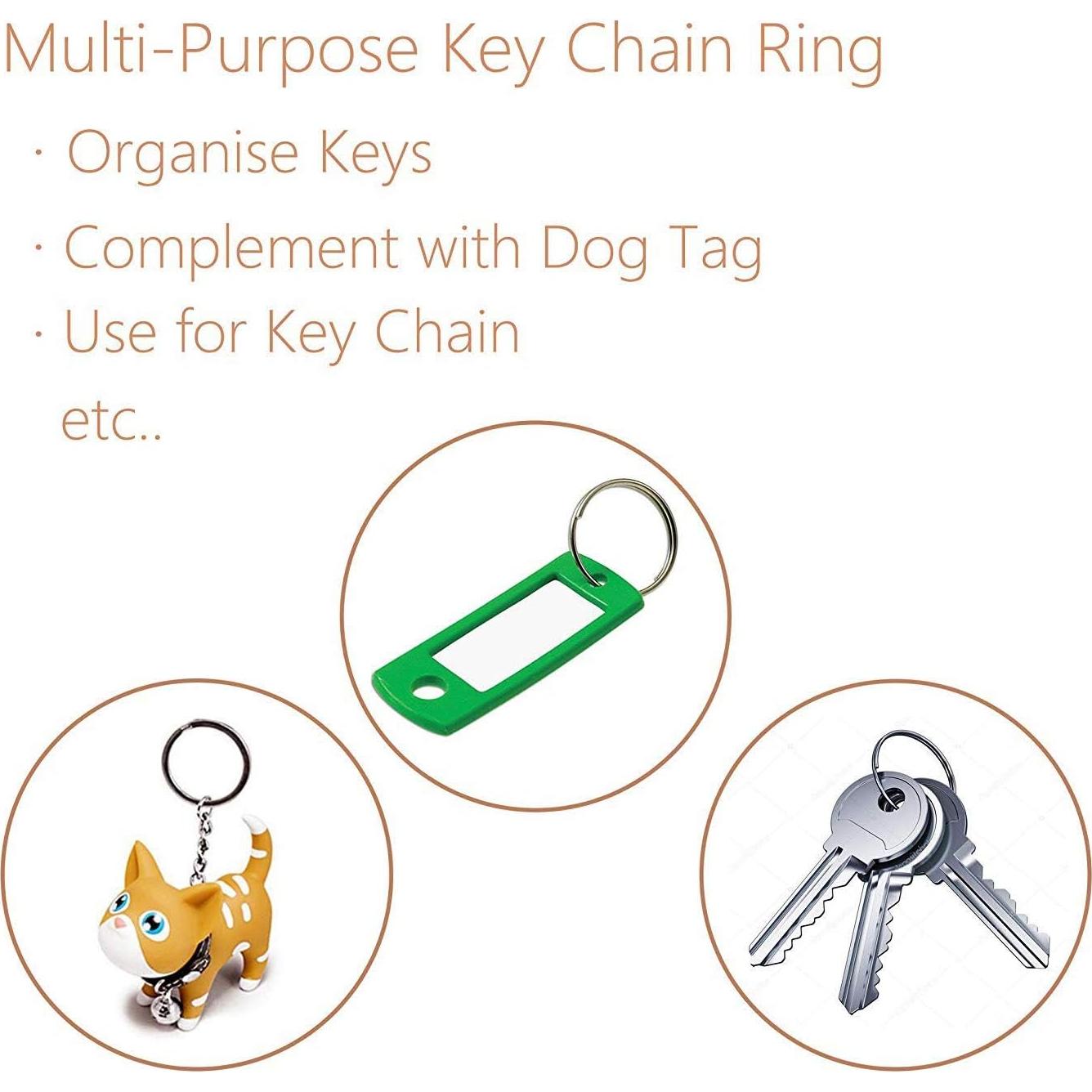 Pawfly 100 Anillos de Llave Divididos 1.27 cm Acero Inoxidable