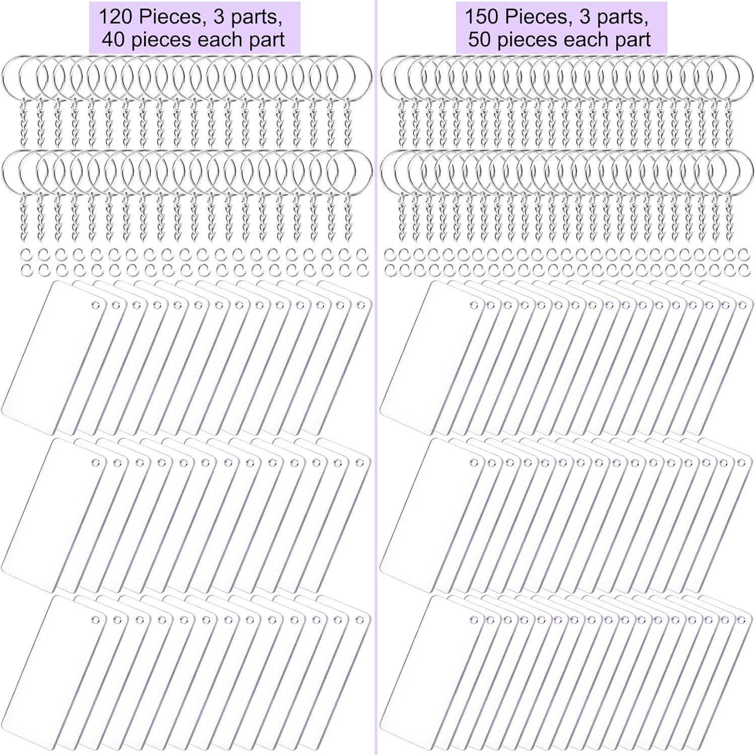 Conjunto de 120 Blanks de Llaveros Acrílicos Duufin 7x3cm