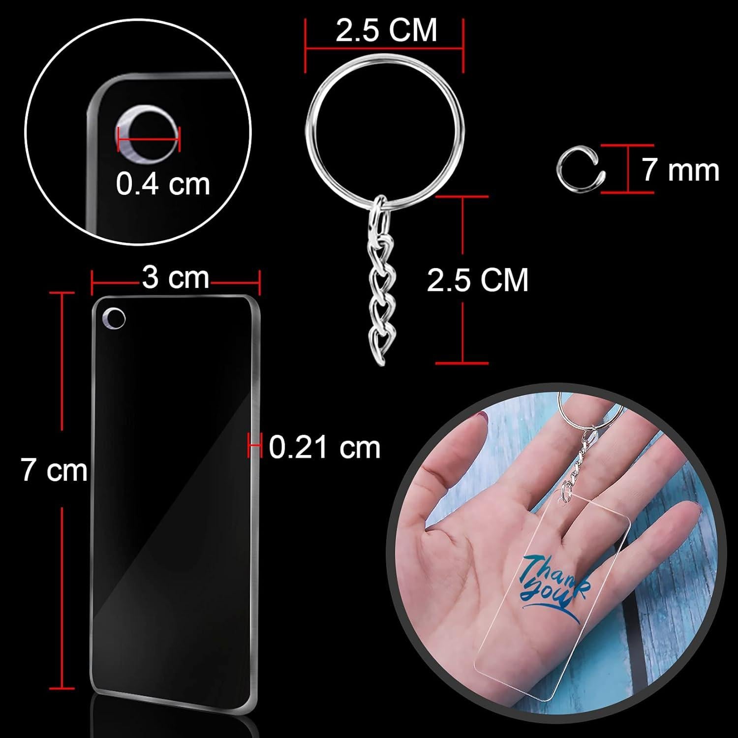 Conjunto de 120 Blanks de Llaveros Acrílicos Duufin 7x3cm