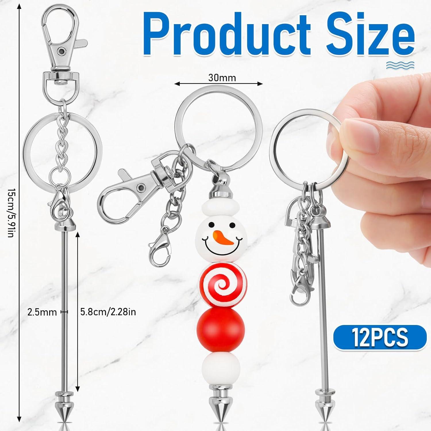 12 Piezas Llavero con Cuentas Plata ROADPLUM 16.5cm DIY