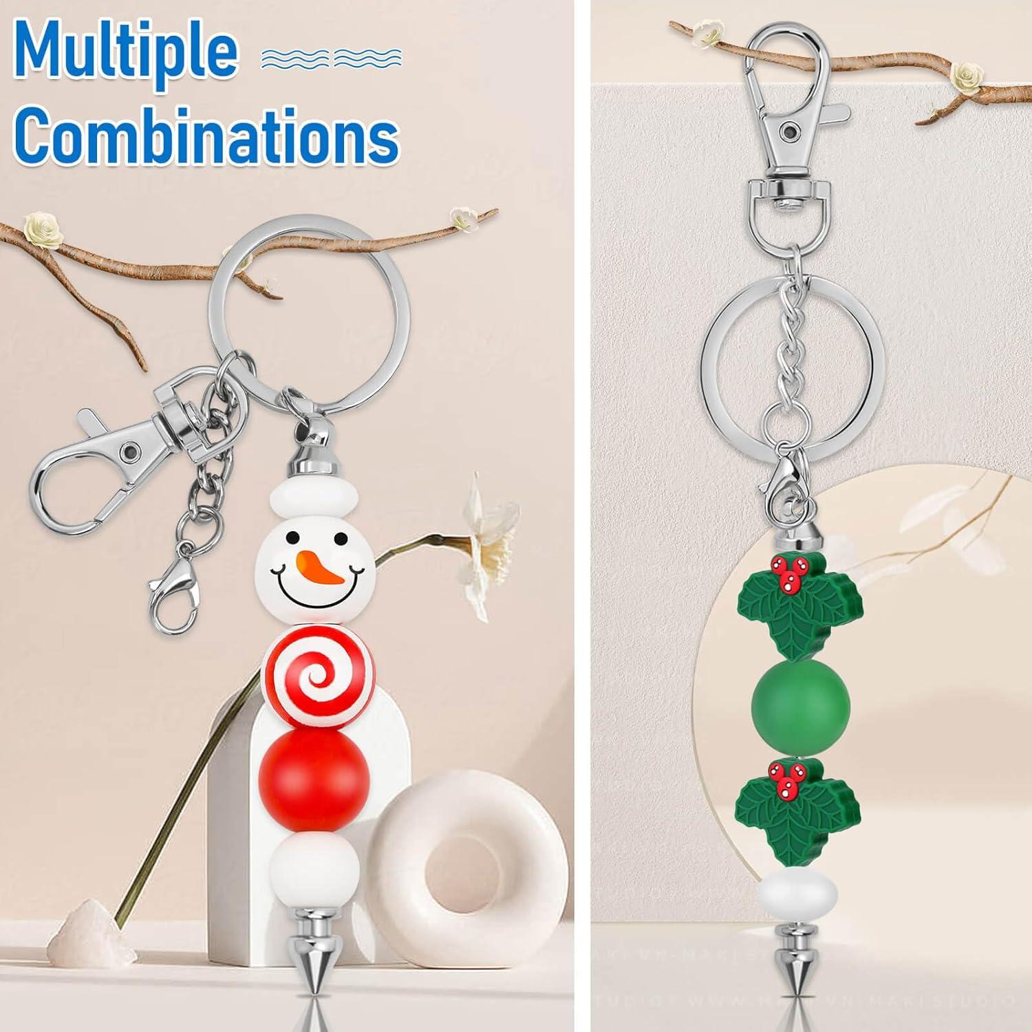 12 Piezas Llavero con Cuentas Plata ROADPLUM 16.5cm DIY