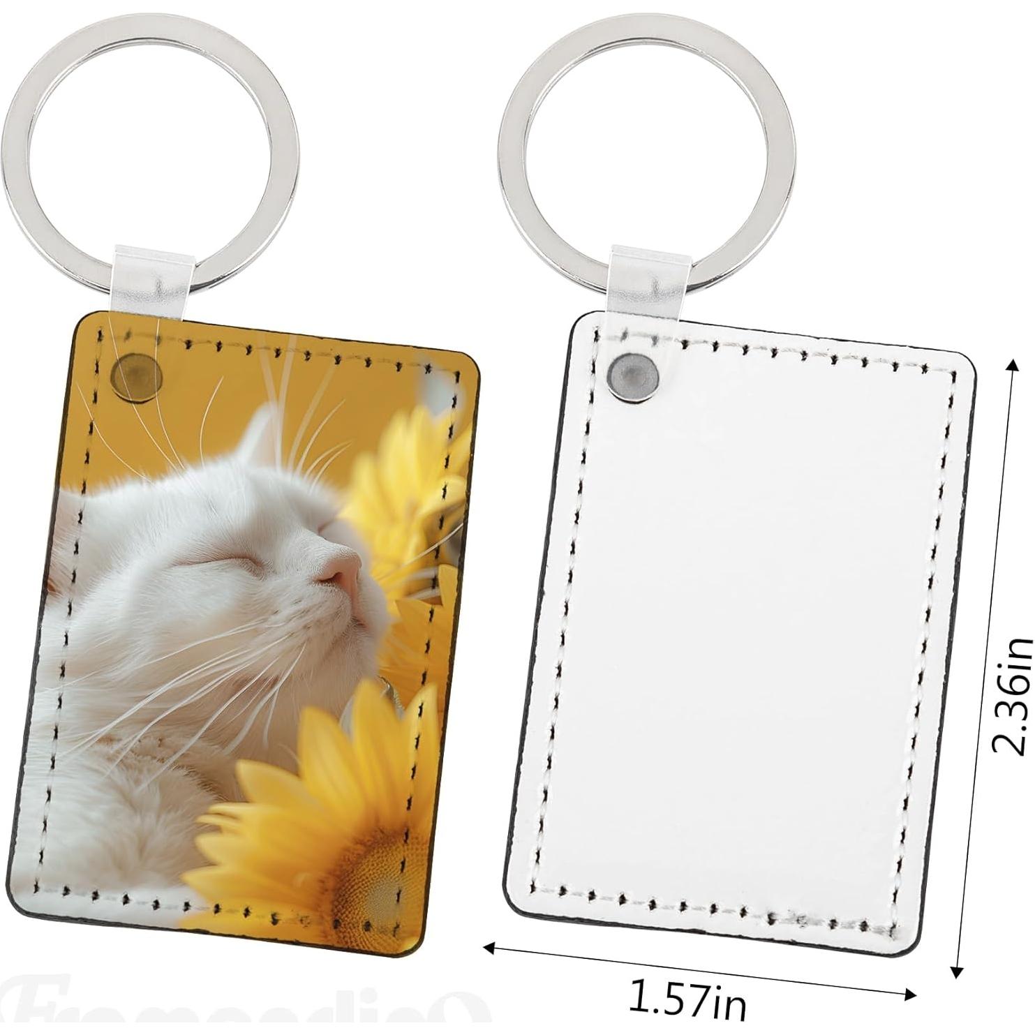 16 Llaveros de PU para Sublimación Framendino 6x4 cm Blanco