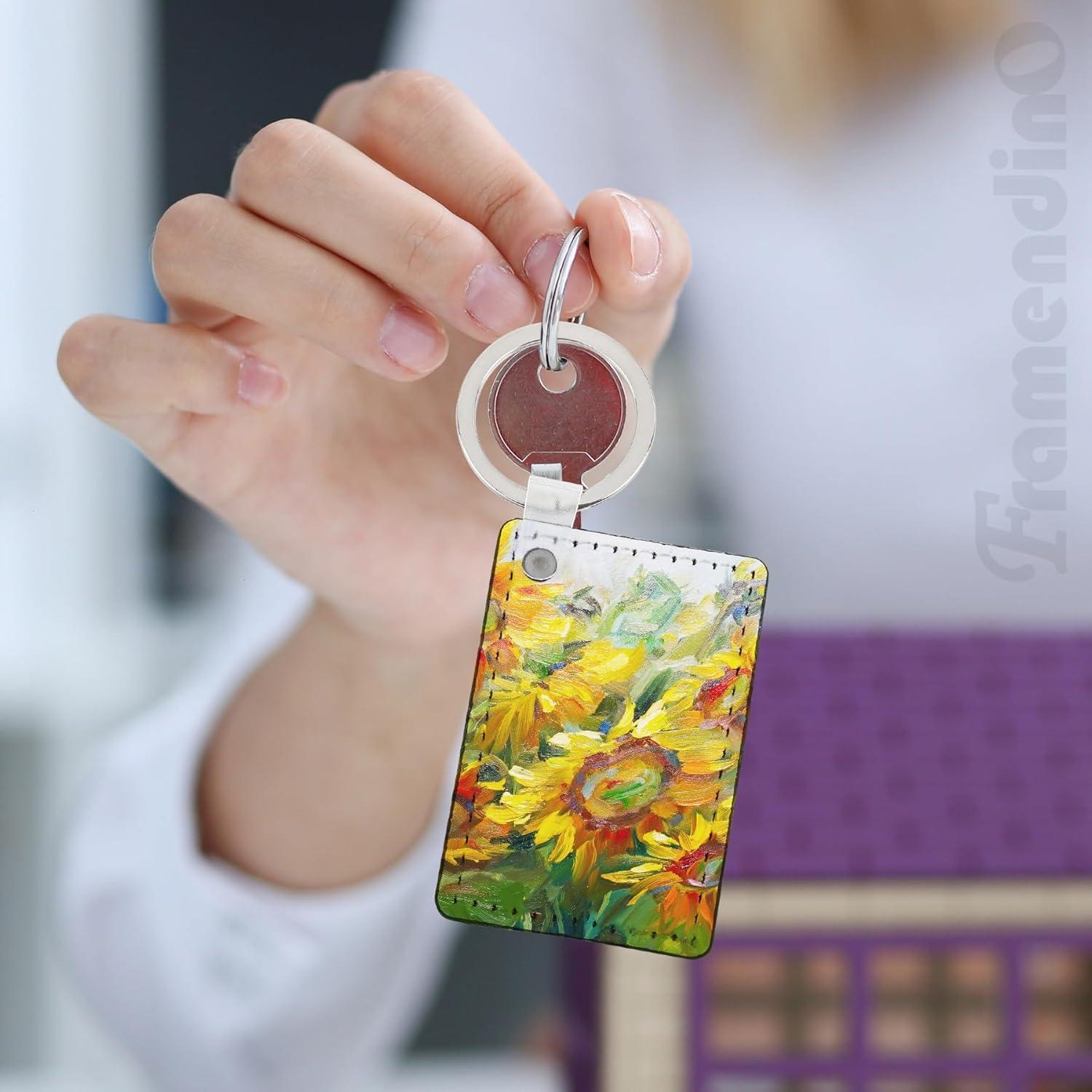 16 Llaveros de PU para Sublimación Framendino 6x4 cm Blanco