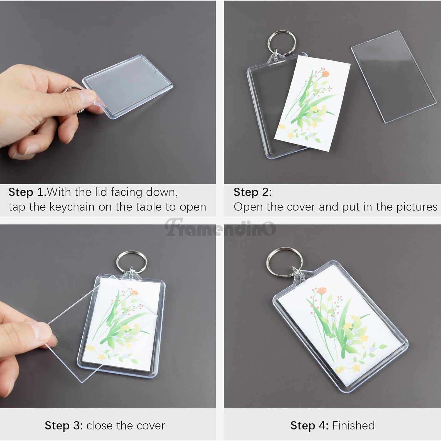 Paquete de 24 Llaveros Acrílicos Framendino 5x7.6 cm