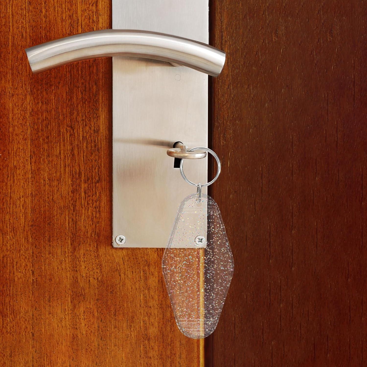 Yoption 50 Llaveros de Motel Transparentes con Brillo 8.9x4.5cm